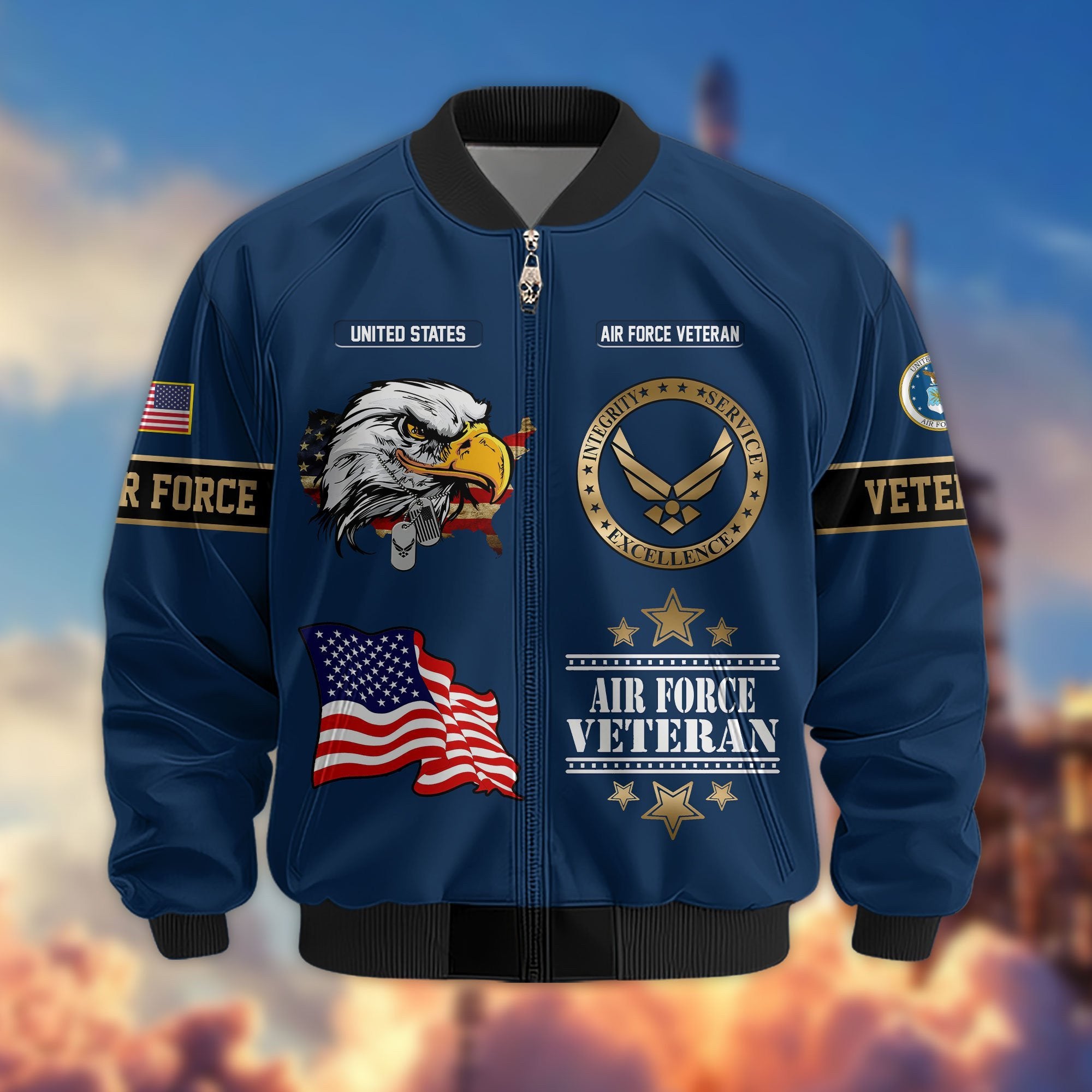 Premium Proudly Served US Veterans Bomber Jacket APHN111011, Gifts For US Veterans, Gifts For Veterans Day