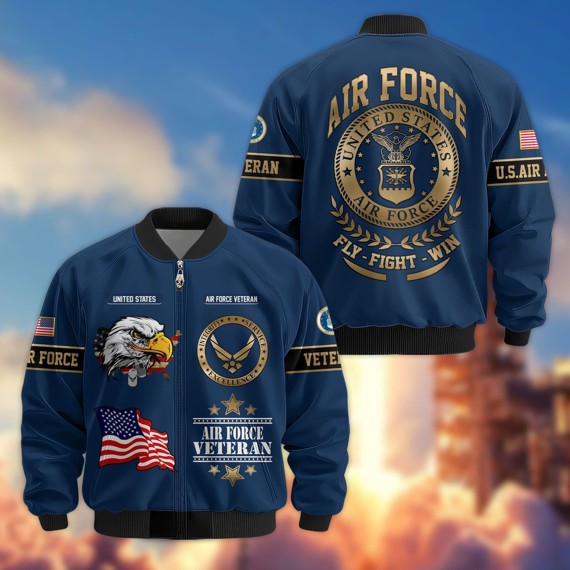 Premium Proudly Served US Veterans Bomber Jacket APHN111011, Gifts For US Veterans, Gifts For Veterans Day