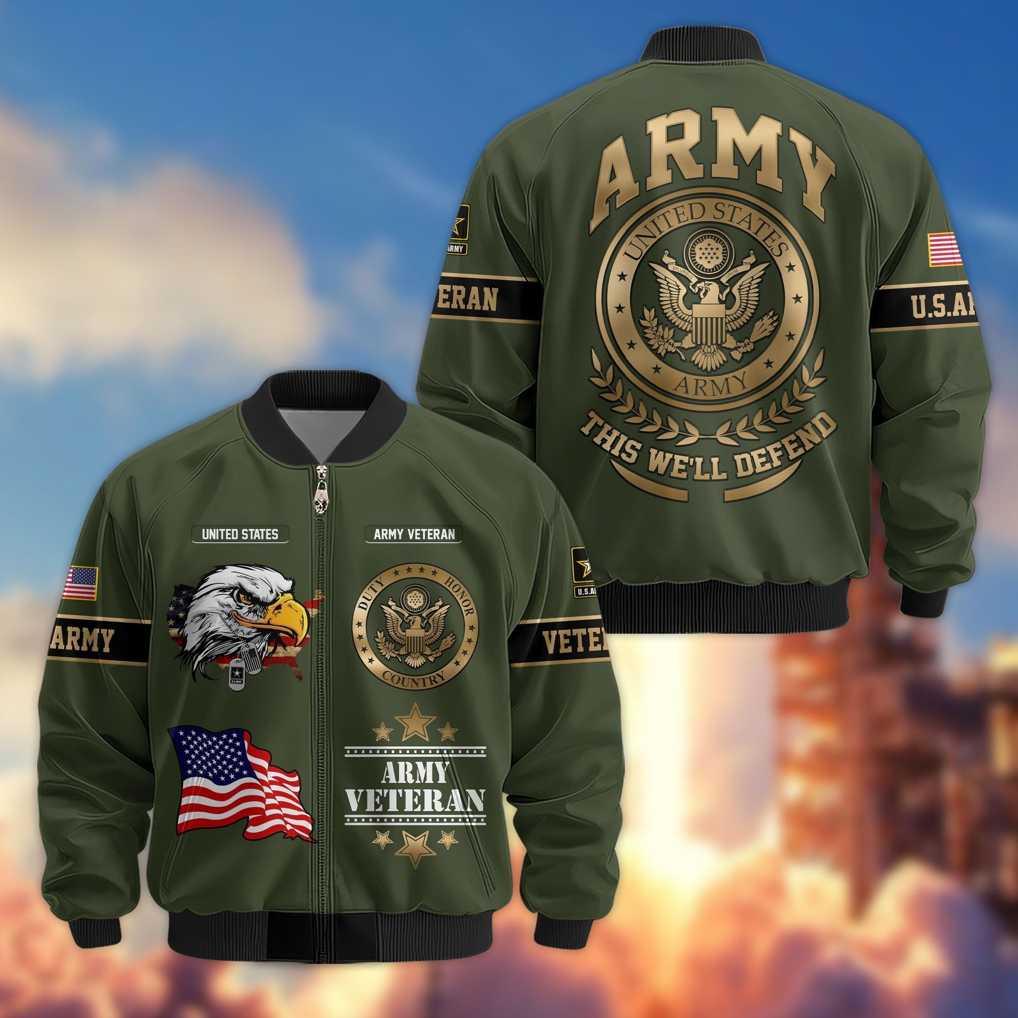 Premium Proudly Served US Veterans Bomber Jacket APHN111011, Gifts For US Veterans, Gifts For Veterans Day