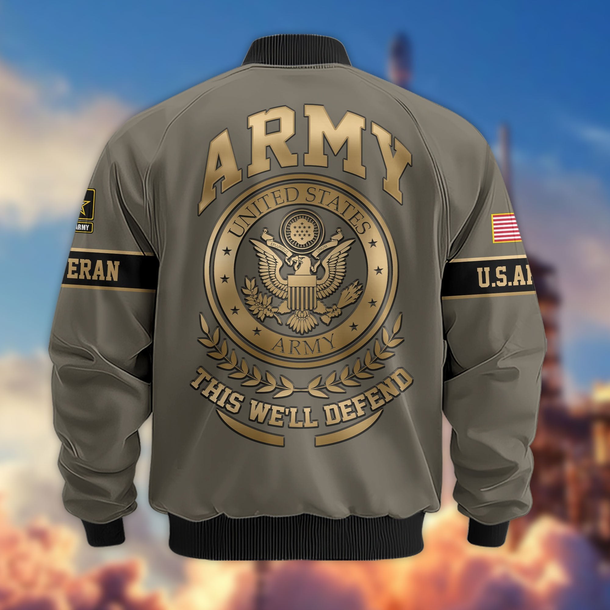 Premium Proudly Served US Veterans Bomber Jacket APHN111011, Gifts For US Veterans, Gifts For Veterans Day