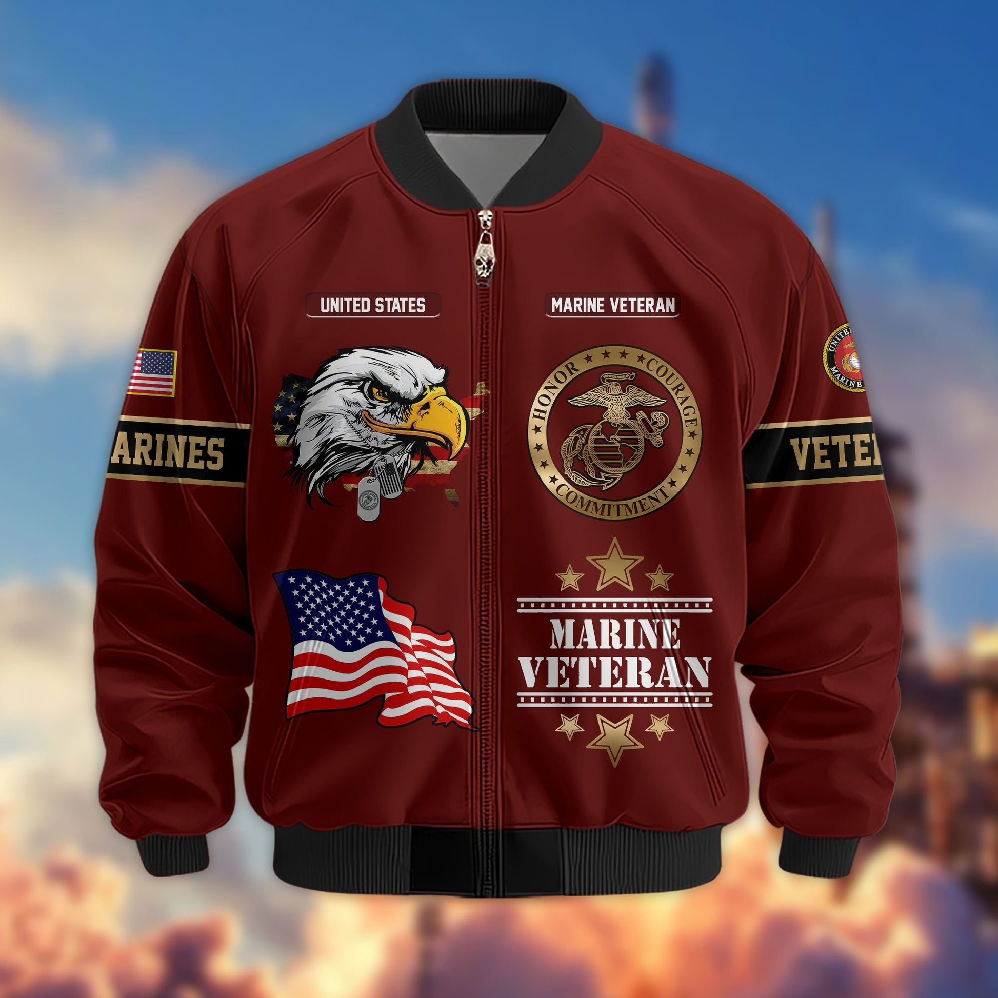 Premium Proudly Served US Veterans Bomber Jacket APHN111011, Gifts For US Veterans, Gifts For Veterans Day