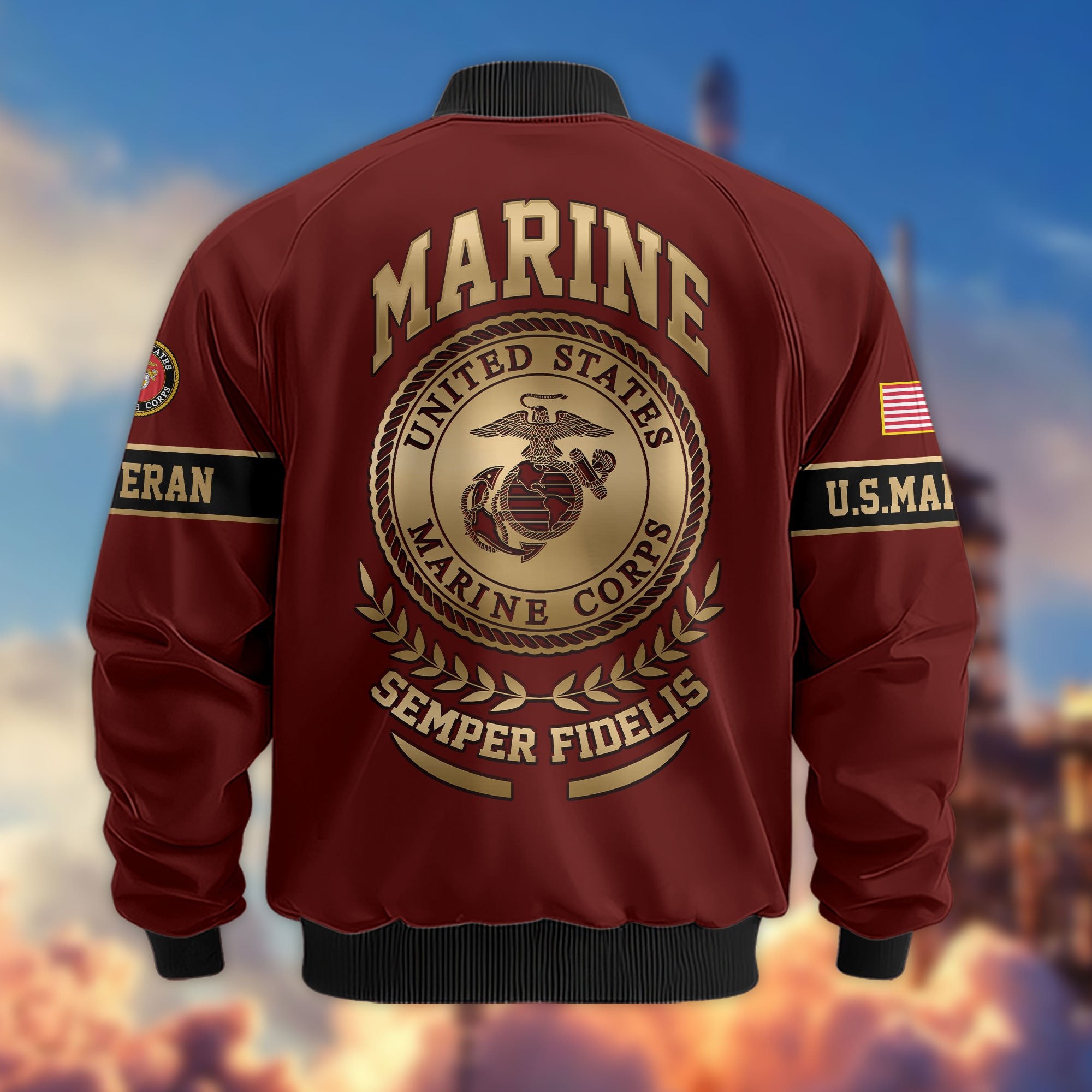 Premium Proudly Served US Veterans Bomber Jacket APHN111011, Gifts For US Veterans, Gifts For Veterans Day