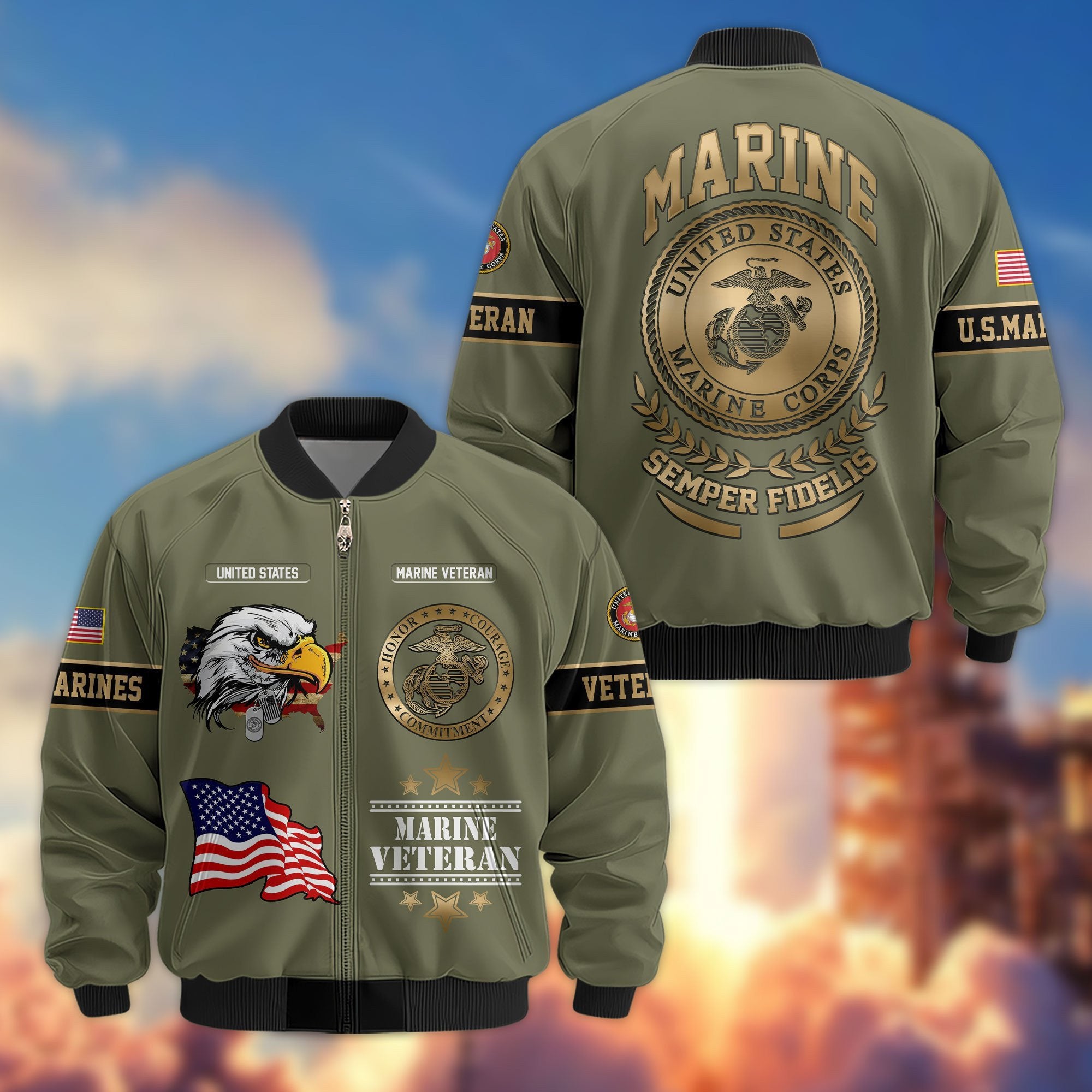 Premium Proudly Served US Veterans Bomber Jacket APHN111011, Gifts For US Veterans, Gifts For Veterans Day
