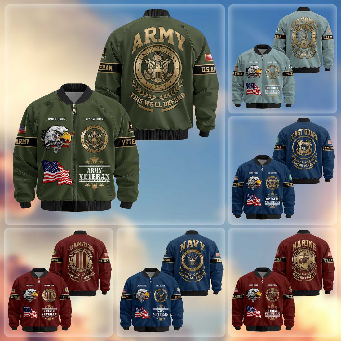 Premium Proudly Served US Veterans Bomber Jacket APHN111011, Gifts For US Veterans, Gifts For Veterans Day