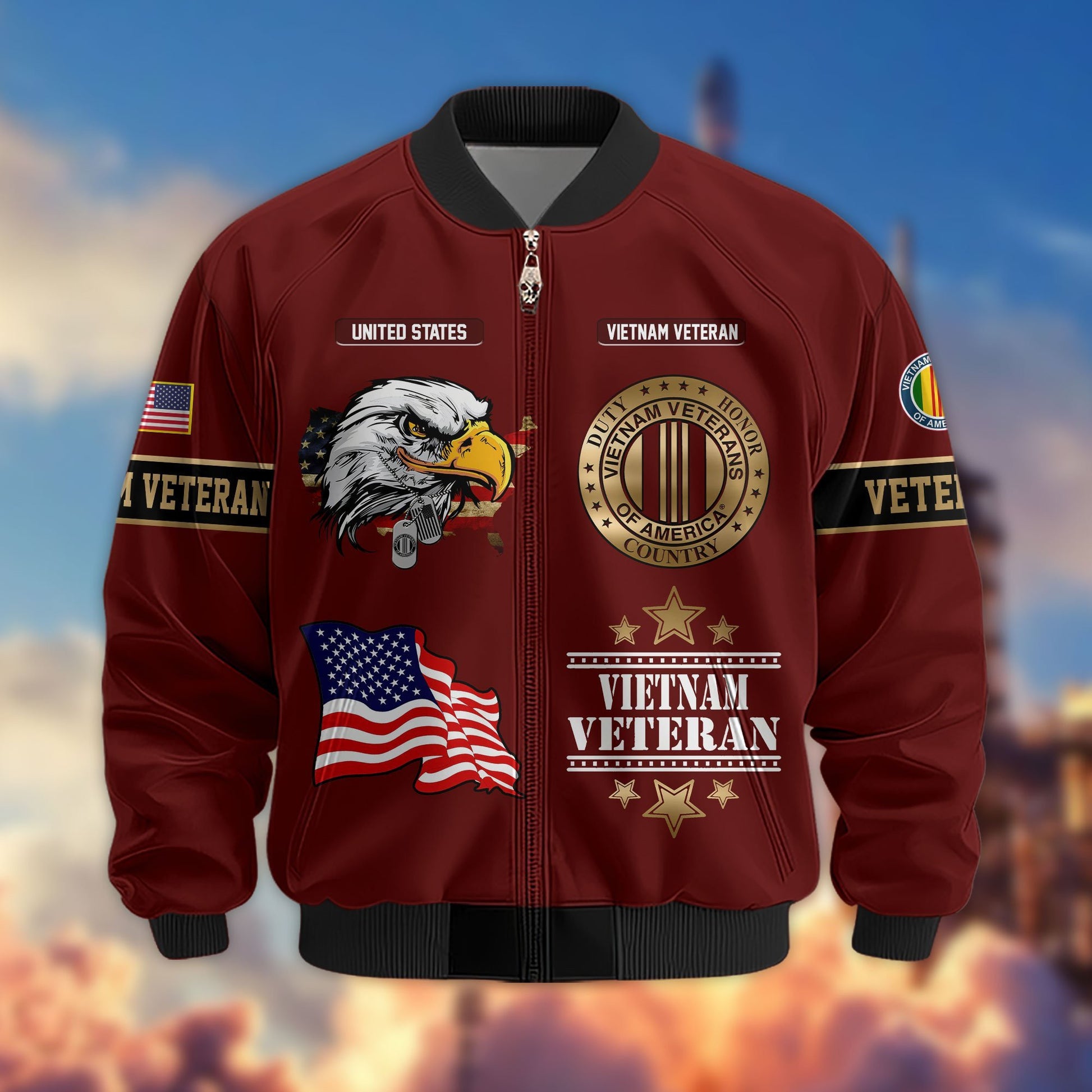 Premium Proudly Served US Veterans Bomber Jacket APHN111011, Gifts For US Veterans, Gifts For Veterans Day