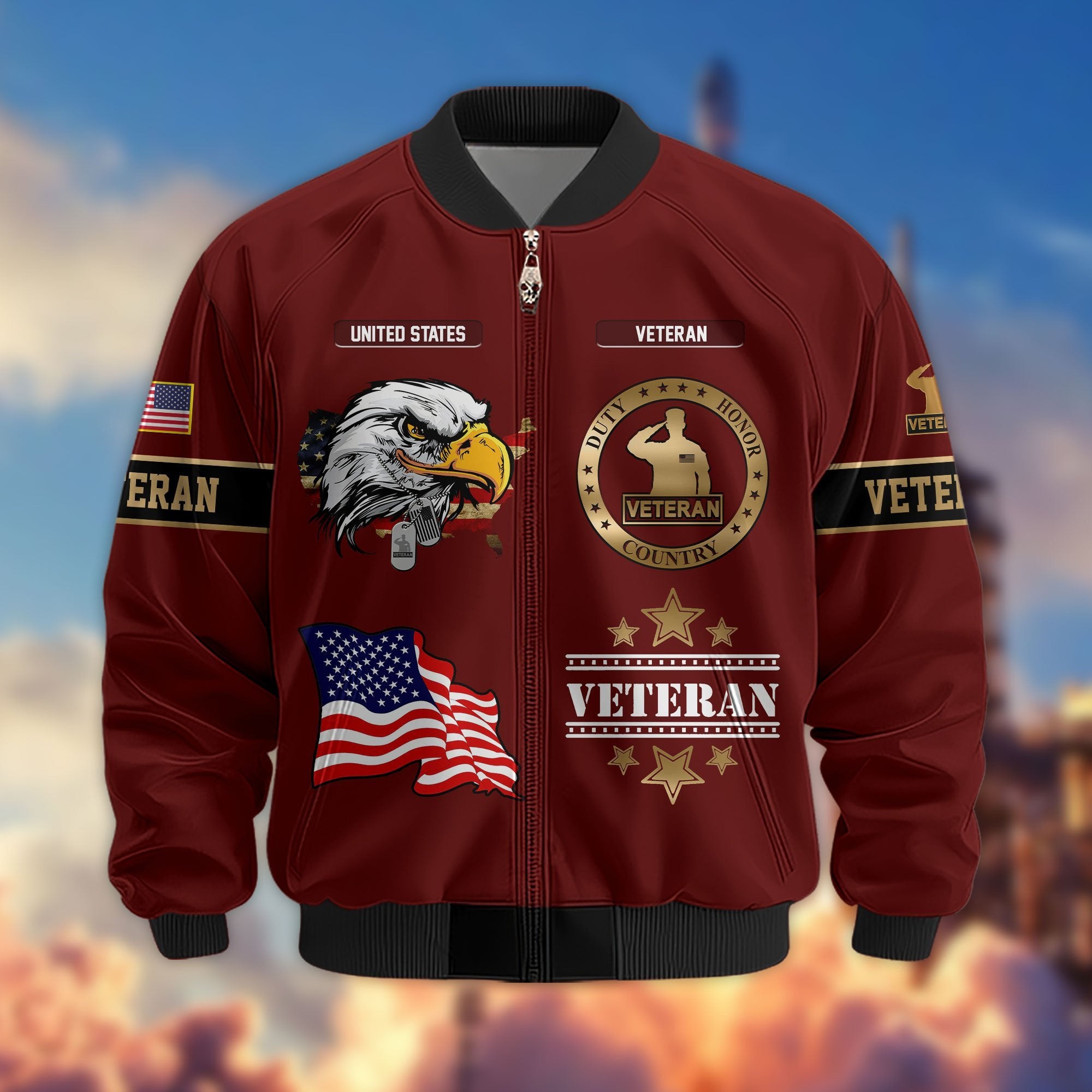 Premium Proudly Served US Veterans Bomber Jacket APHN111011, Gifts For US Veterans, Gifts For Veterans Day