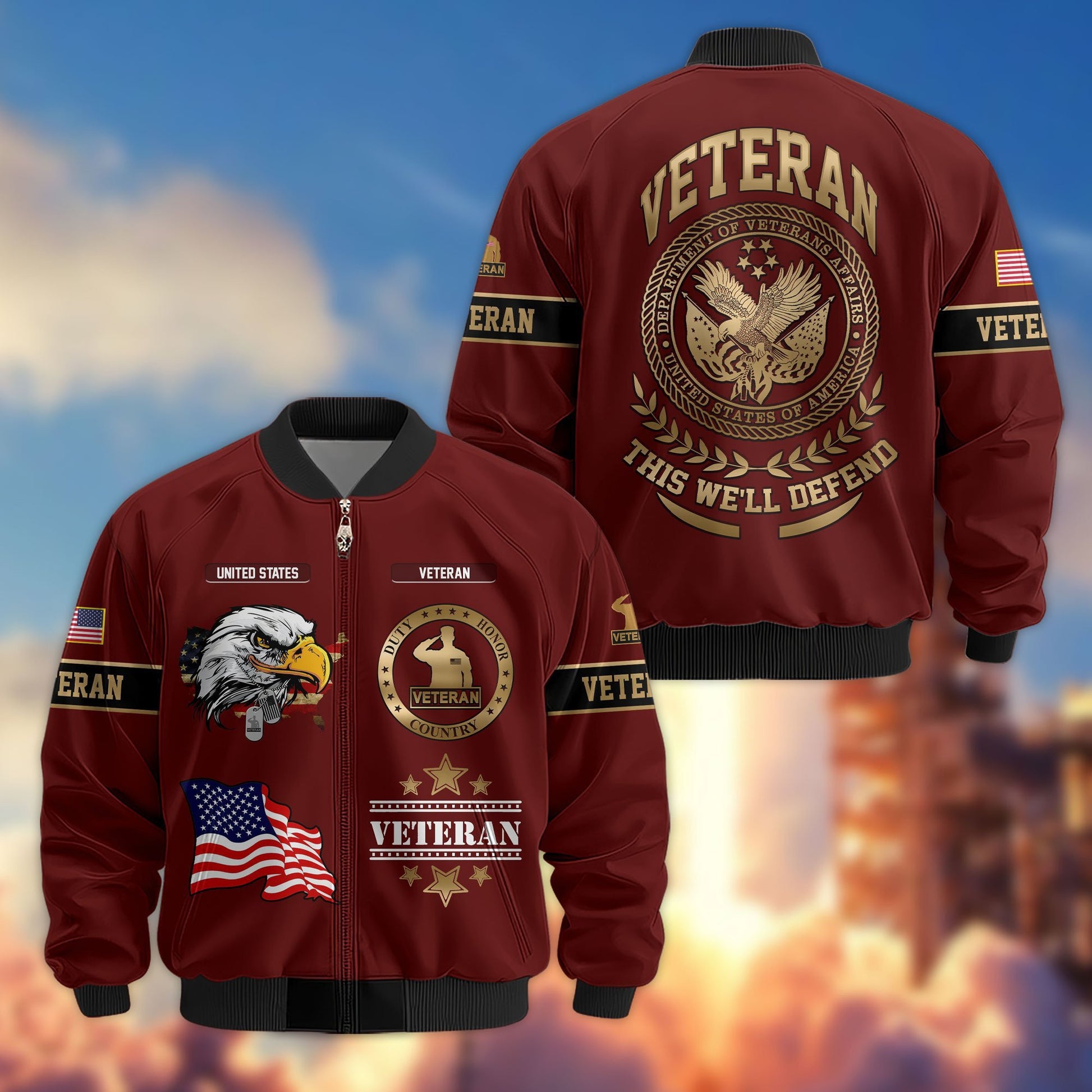 Premium Proudly Served US Veterans Bomber Jacket APHN111011, Gifts For US Veterans, Gifts For Veterans Day