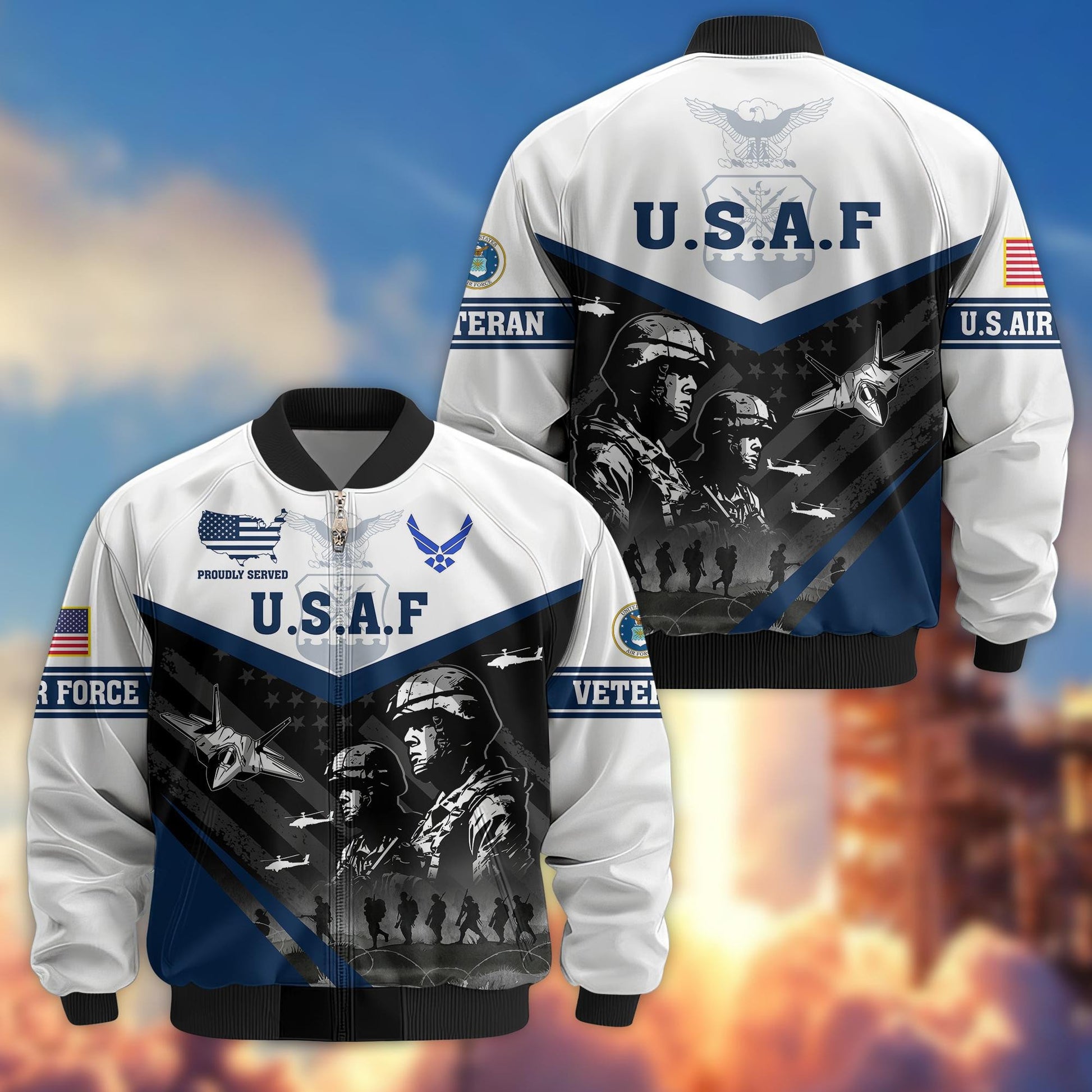 Premium US Veterans Bomber Jacket BPVC101001, Gifts For US Veterans, Gifts For Veterans Day
