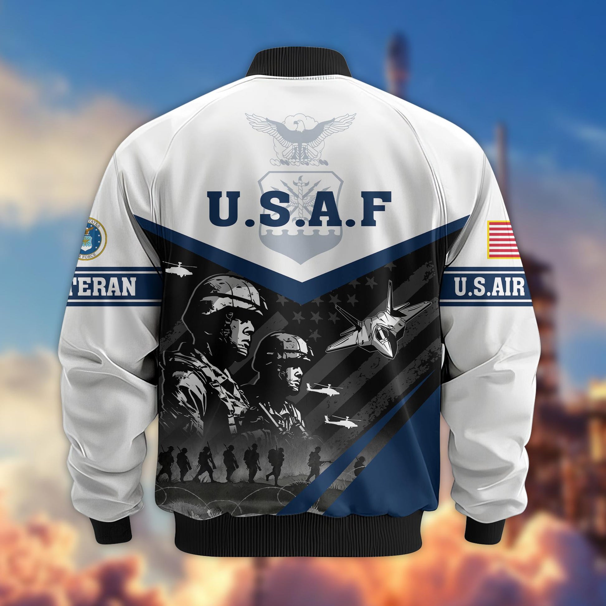 Premium US Veterans Bomber Jacket BPVC101001, Gifts For US Veterans, Gifts For Veterans Day