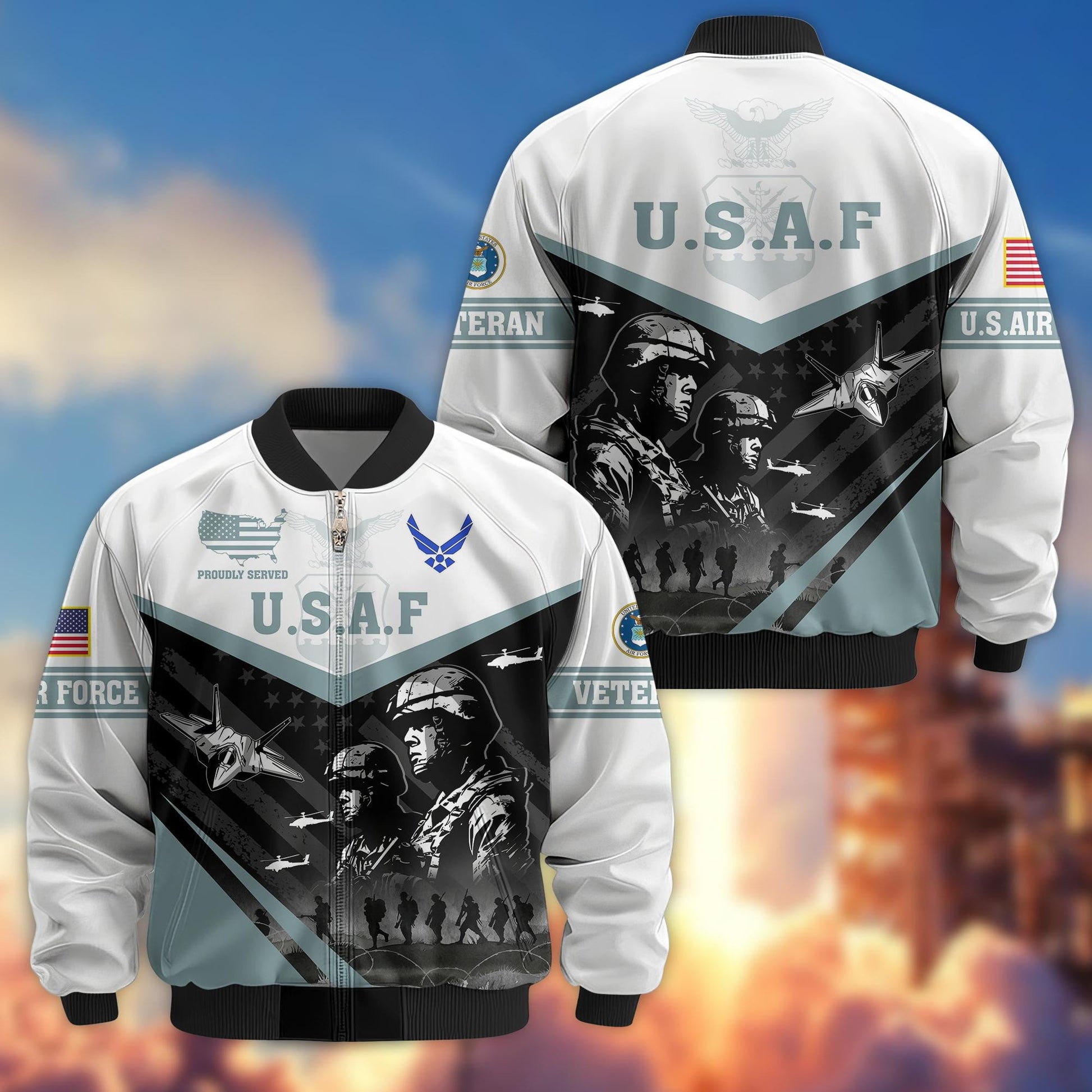 Premium US Veterans Bomber Jacket BPVC101001, Gifts For US Veterans, Gifts For Veterans Day