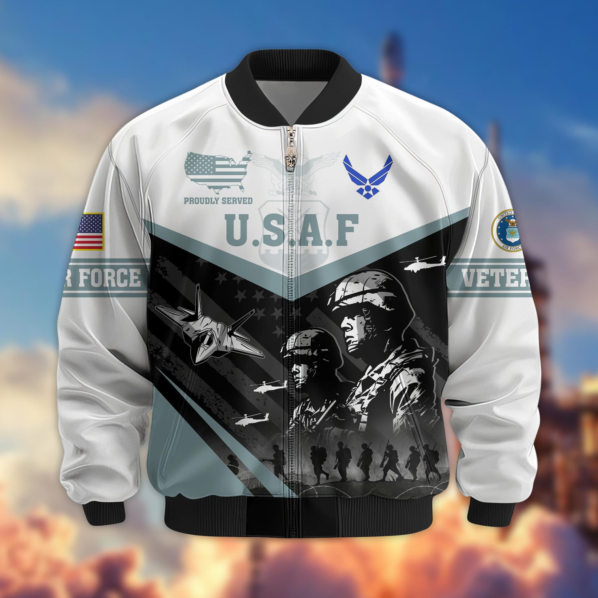 Premium US Veterans Bomber Jacket BPVC101001, Gifts For US Veterans, Gifts For Veterans Day