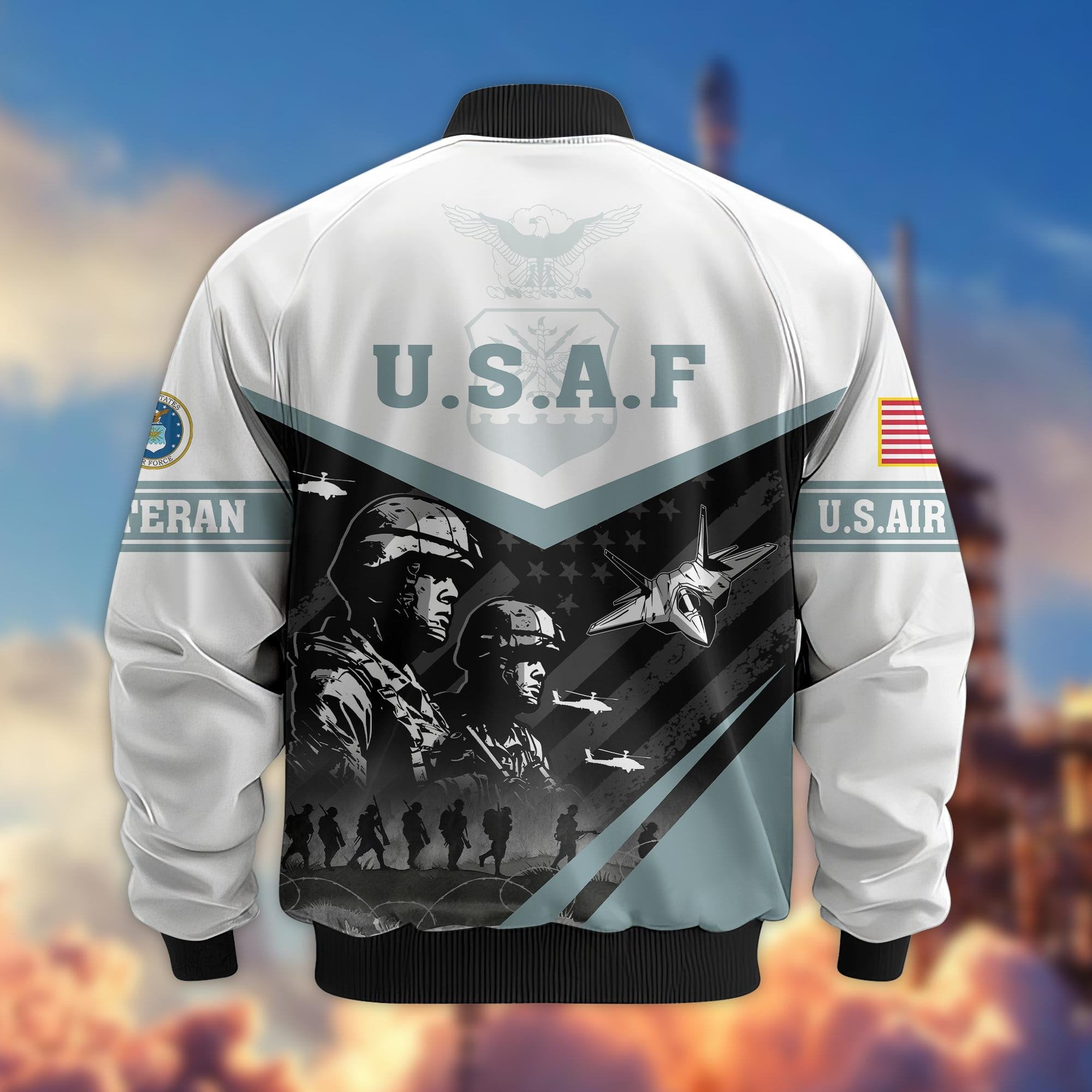 Premium US Veterans Bomber Jacket BPVC101001, Gifts For US Veterans, Gifts For Veterans Day