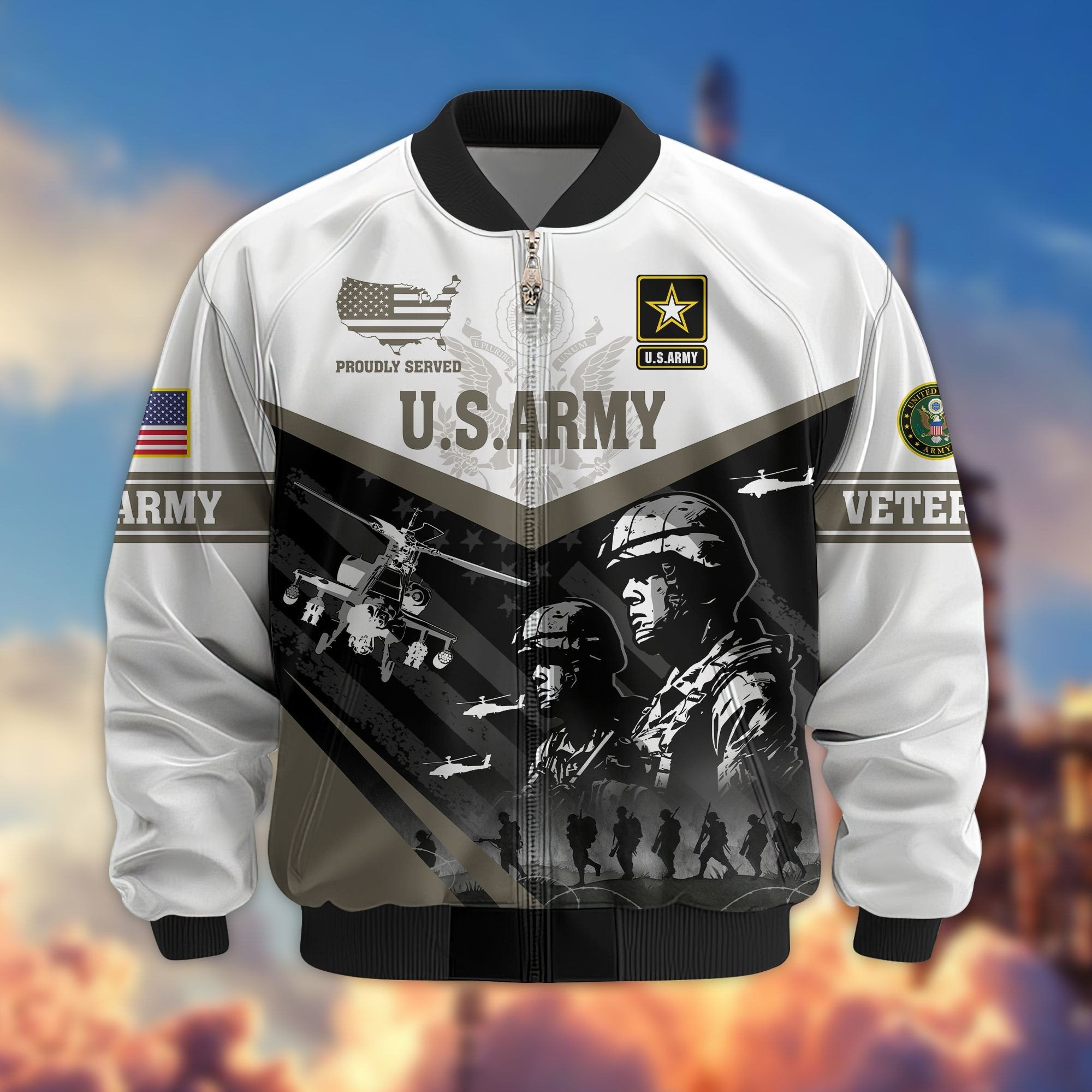 Premium US Veterans Bomber Jacket BPVC101001, Gifts For US Veterans, Gifts For Veterans Day