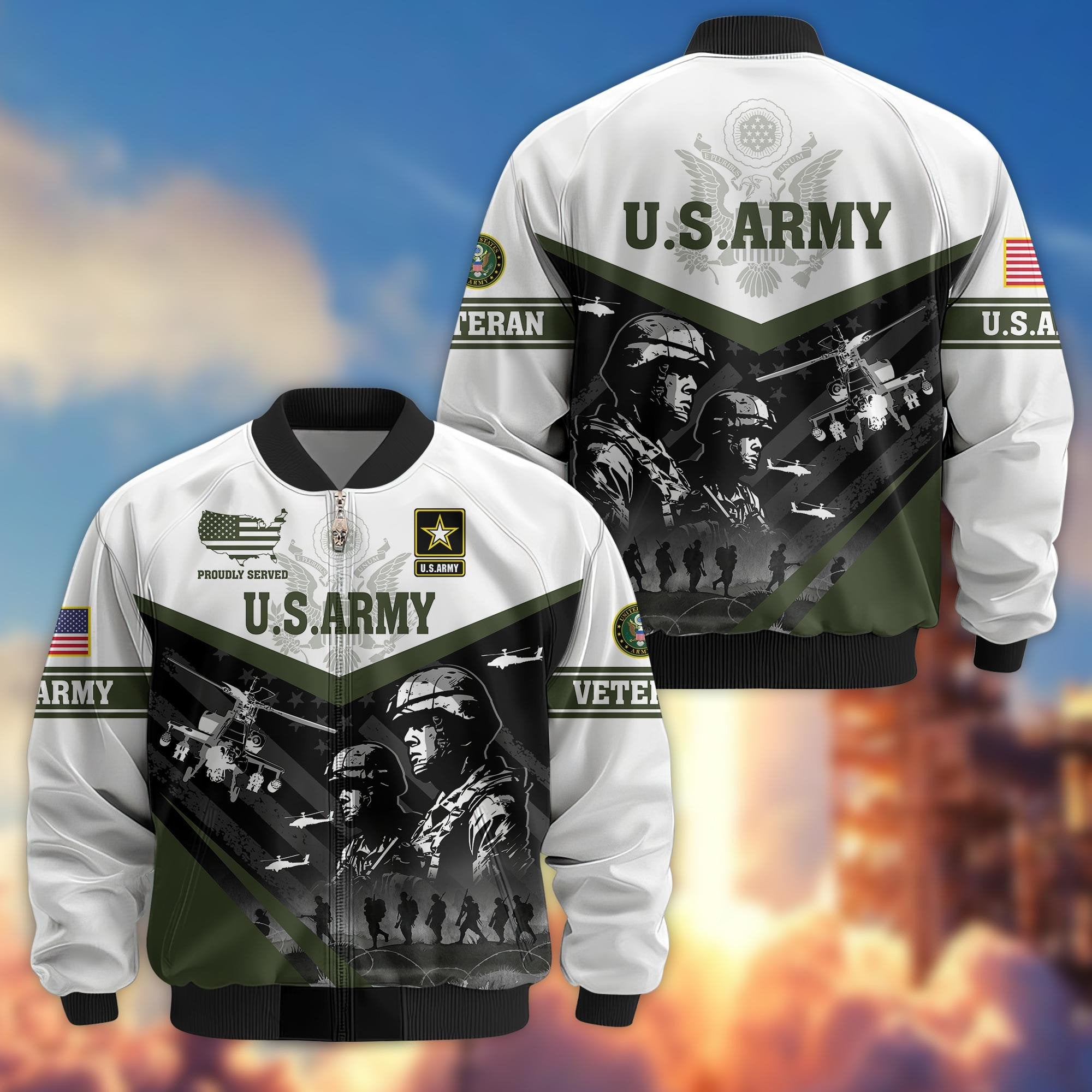 Premium US Veterans Bomber Jacket BPVC101001, Gifts For US Veterans, Gifts For Veterans Day