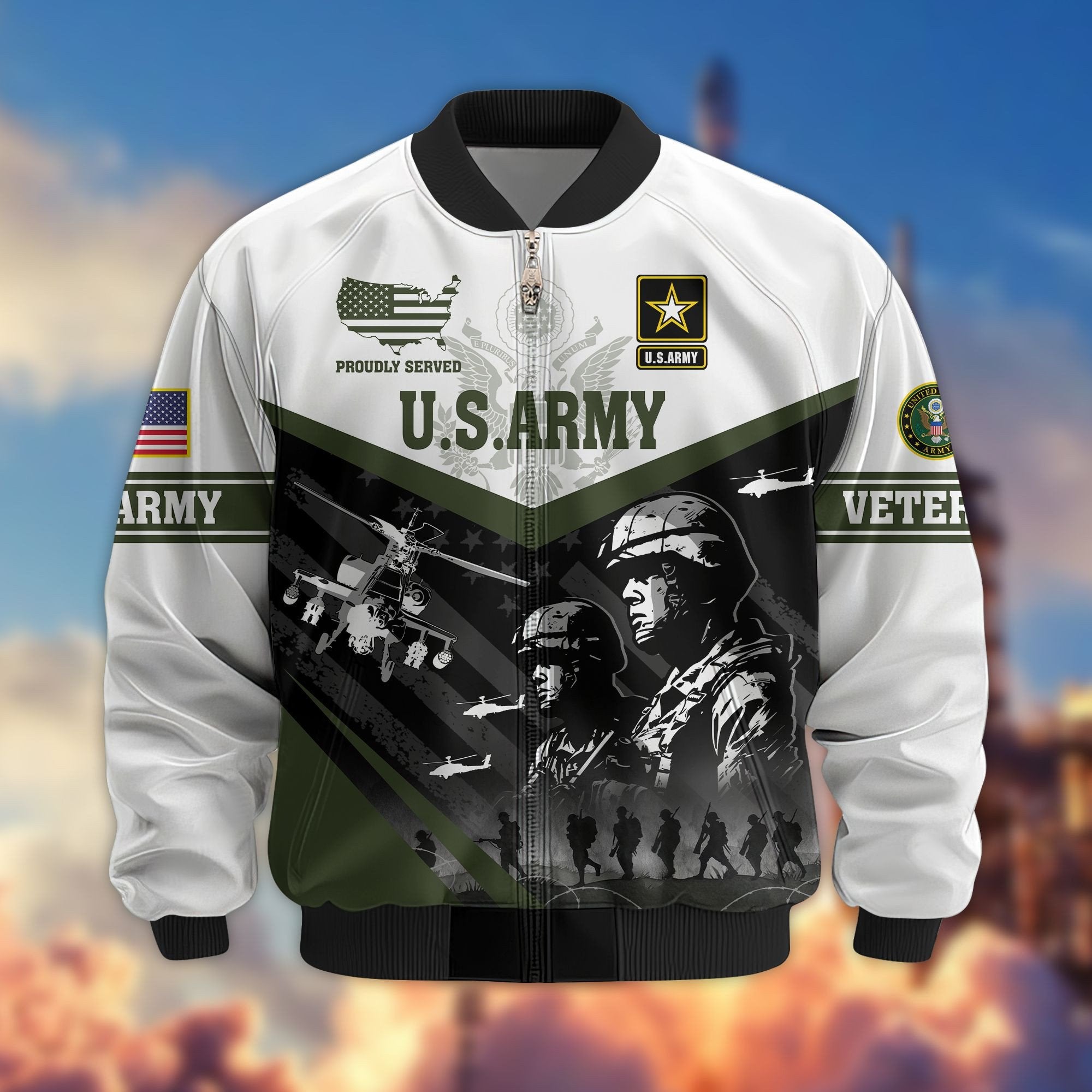Premium US Veterans Bomber Jacket BPVC101001, Gifts For US Veterans, Gifts For Veterans Day