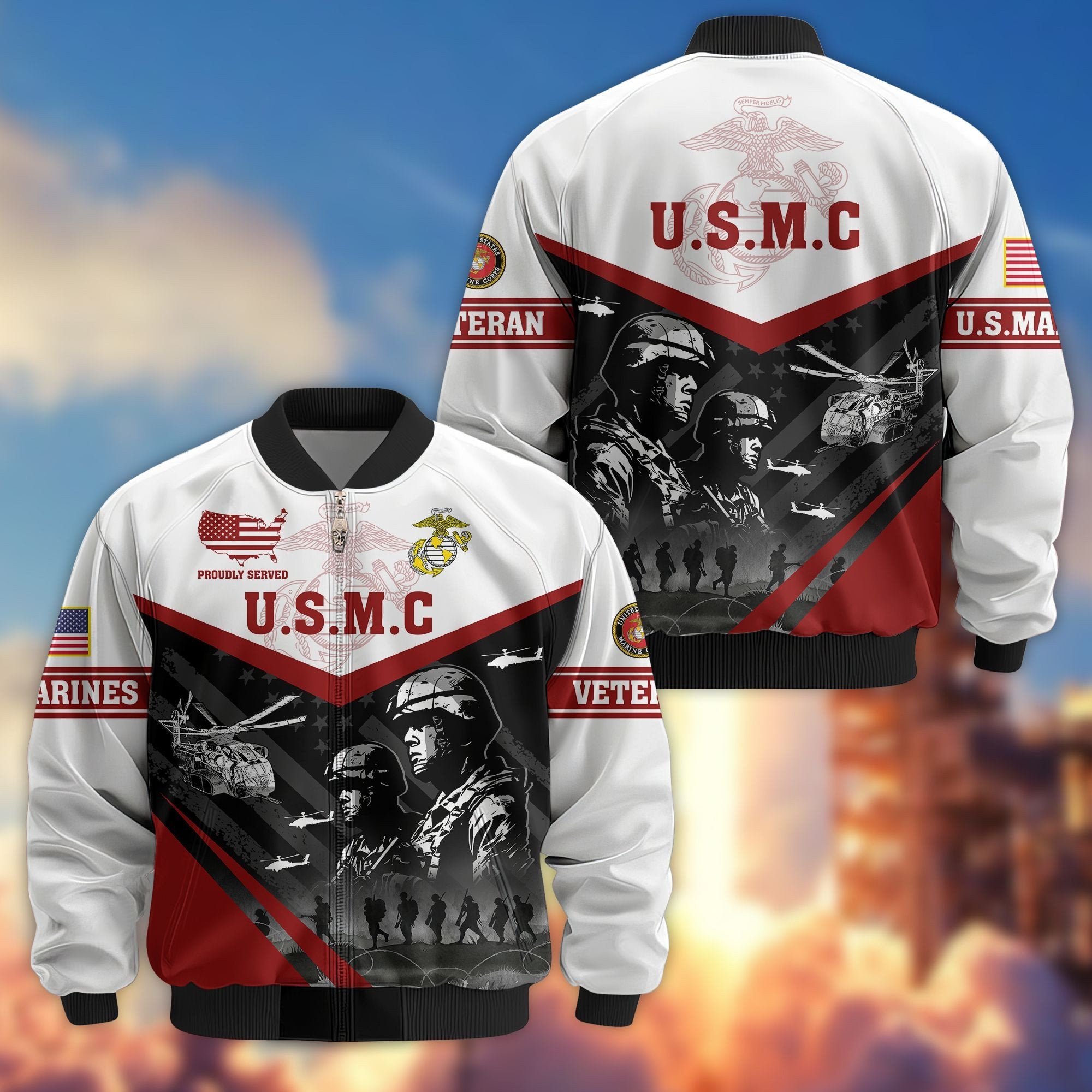 Premium US Veterans Bomber Jacket BPVC101001, Gifts For US Veterans, Gifts For Veterans Day