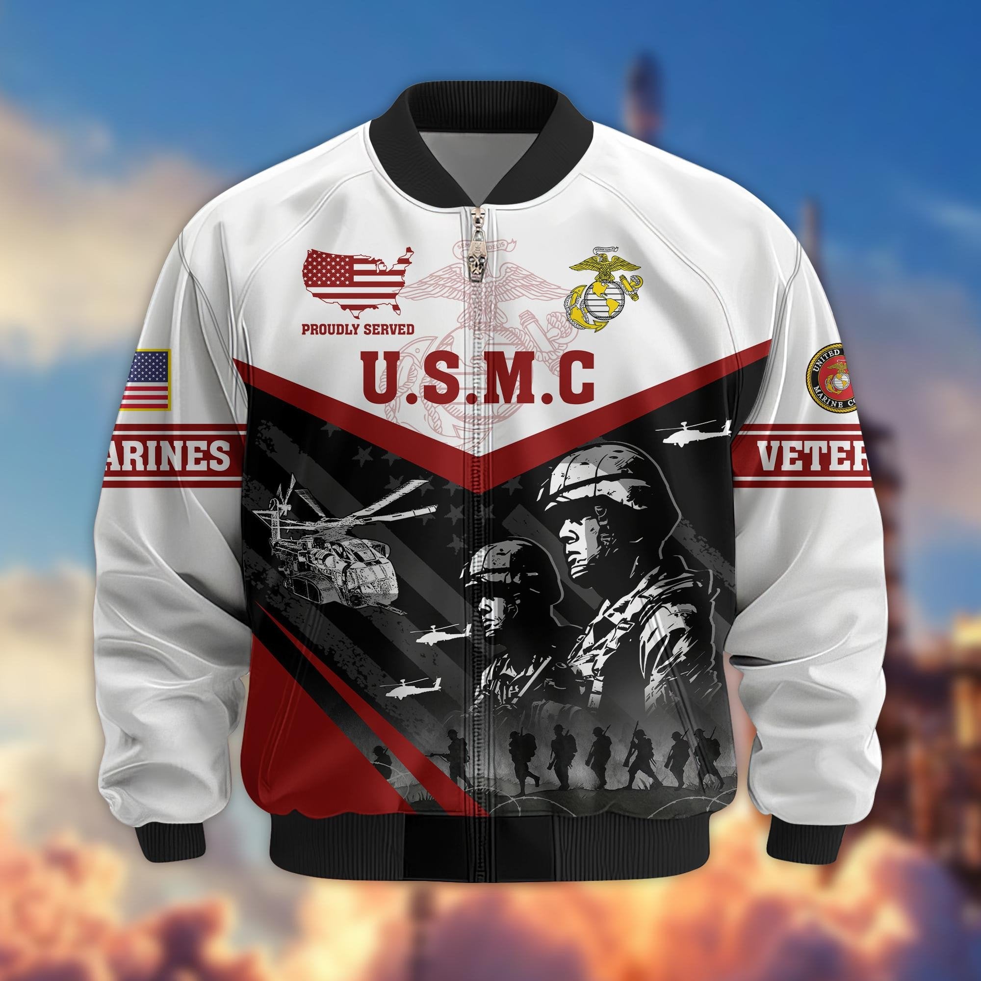 Premium US Veterans Bomber Jacket BPVC101001, Gifts For US Veterans, Gifts For Veterans Day