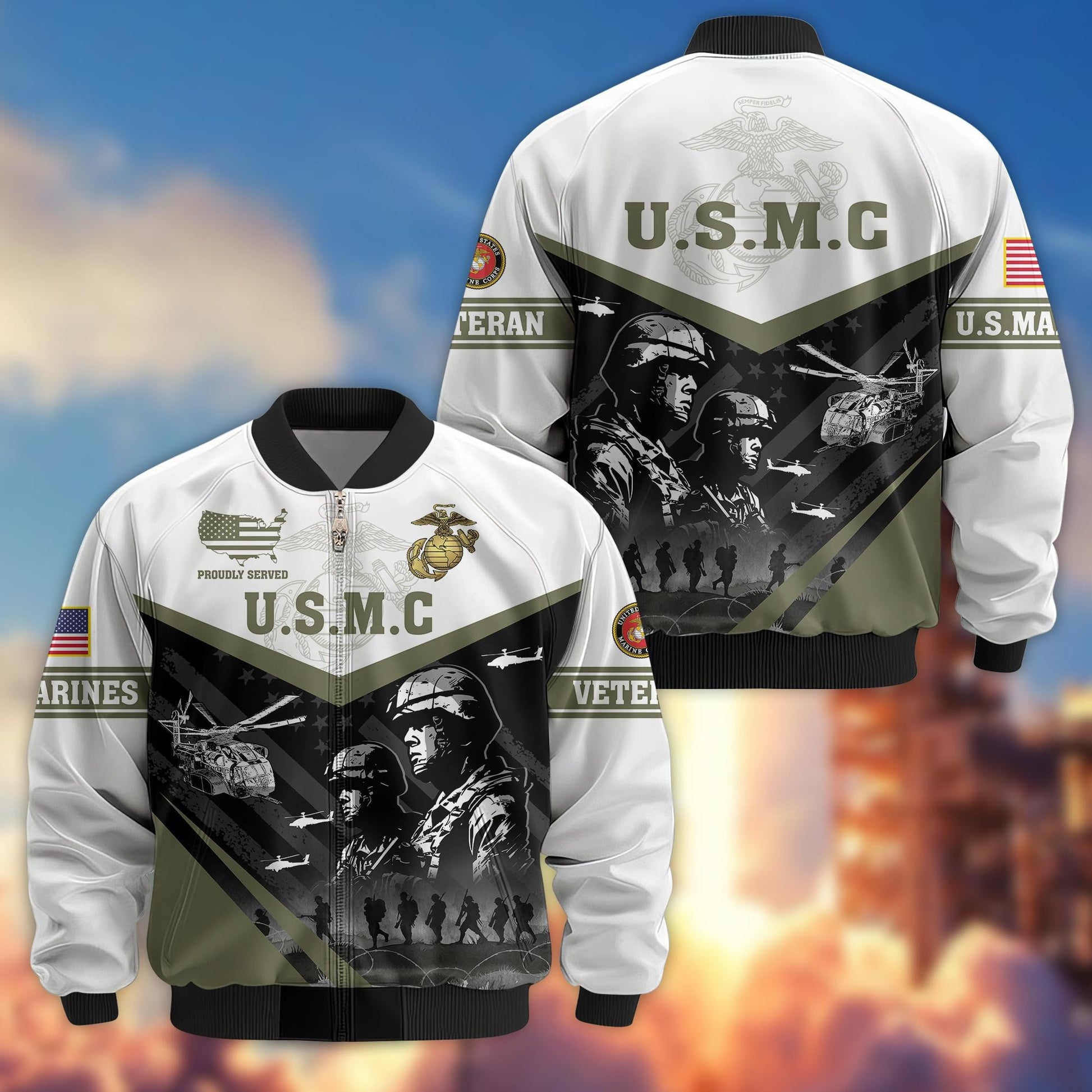 Premium US Veterans Bomber Jacket BPVC101001, Gifts For US Veterans, Gifts For Veterans Day