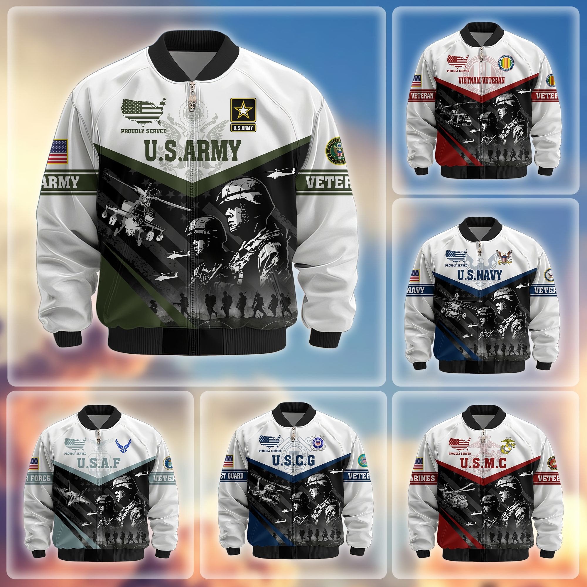 Premium US Veterans Bomber Jacket BPVC101001, Gifts For US Veterans, Gifts For Veterans Day