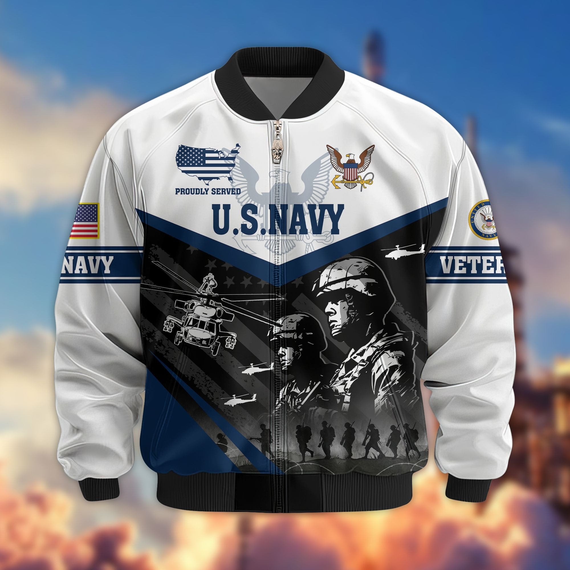 Premium US Veterans Bomber Jacket BPVC101001, Gifts For US Veterans, Gifts For Veterans Day