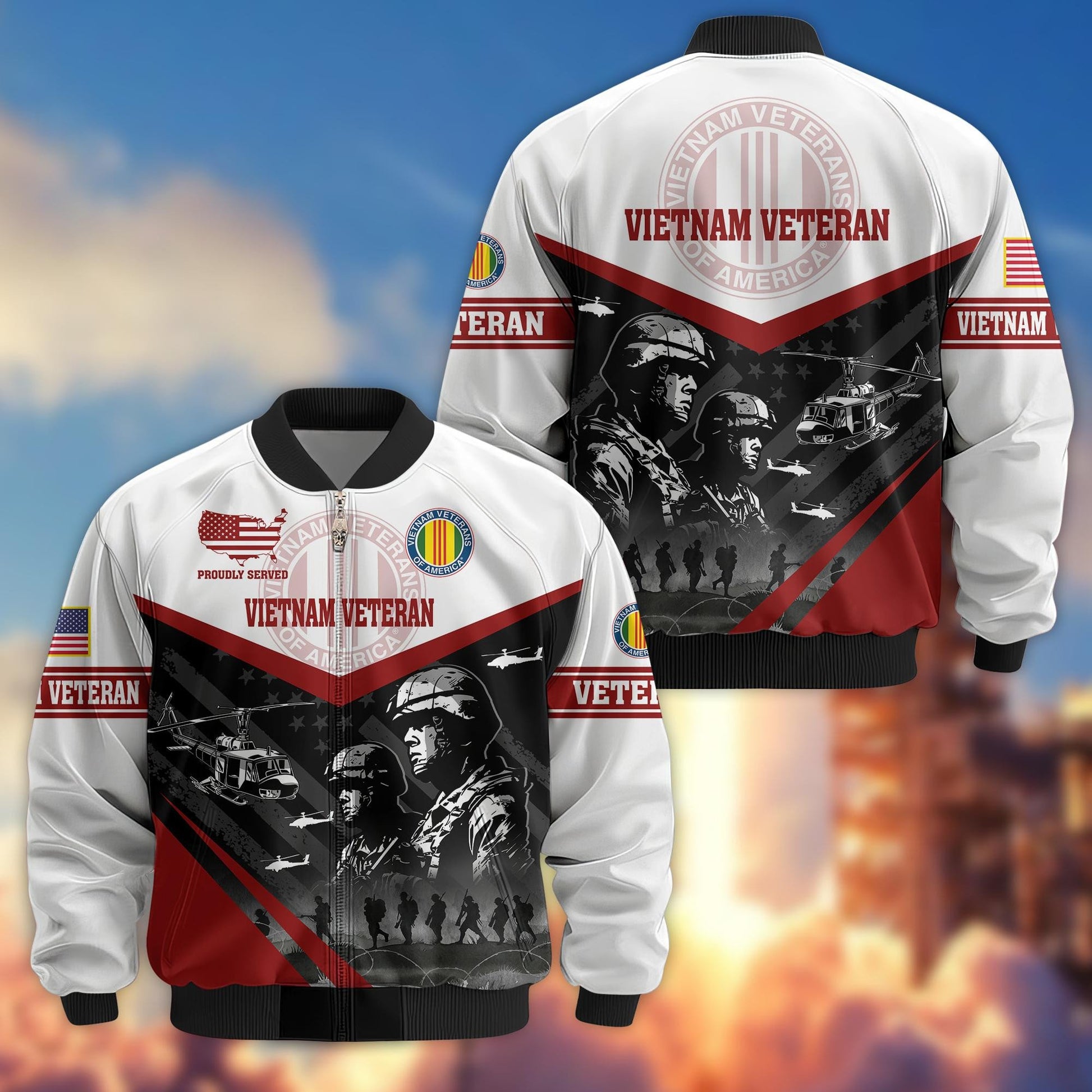 Premium US Veterans Bomber Jacket BPVC101001, Gifts For US Veterans, Gifts For Veterans Day