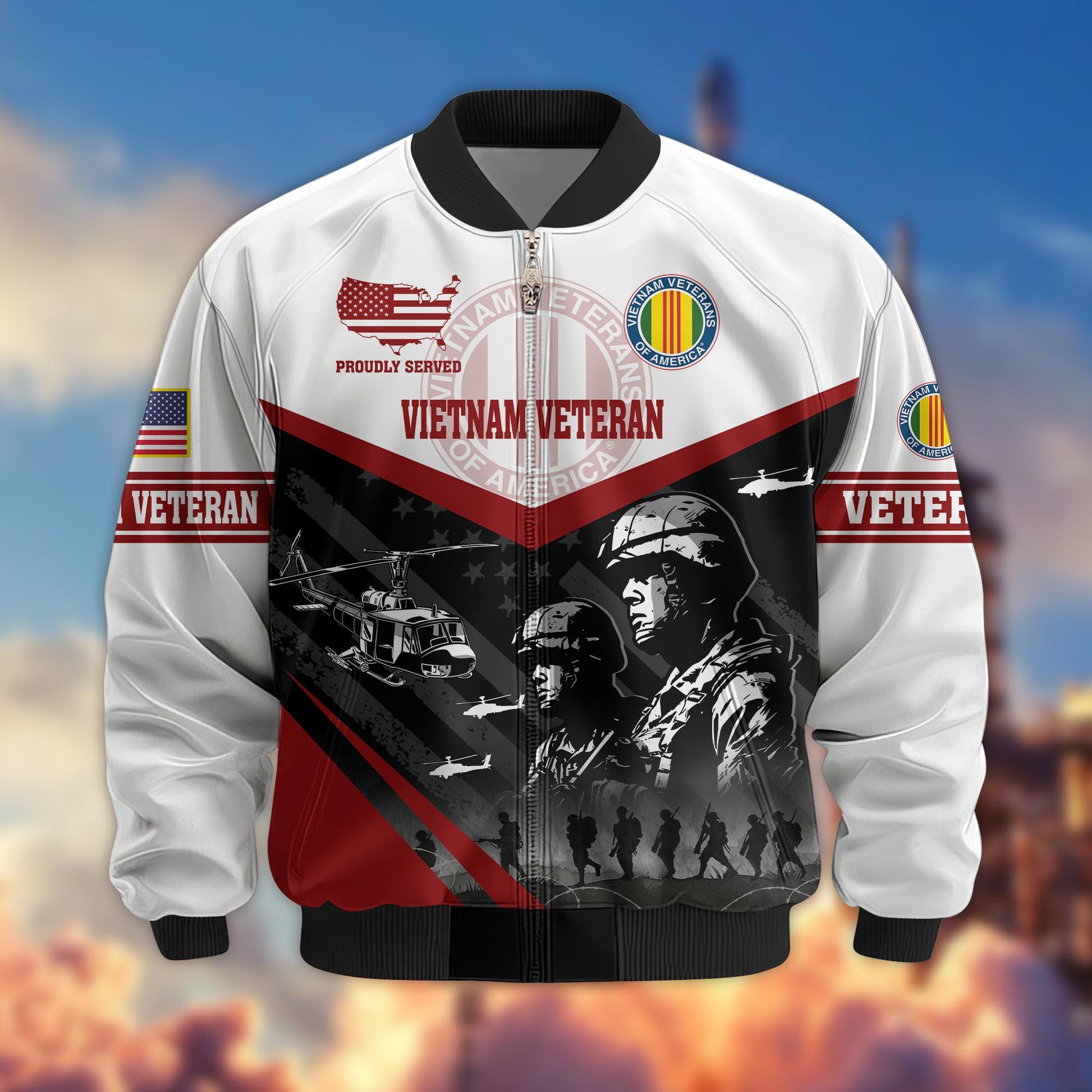 Premium US Veterans Bomber Jacket BPVC101001, Gifts For US Veterans, Gifts For Veterans Day