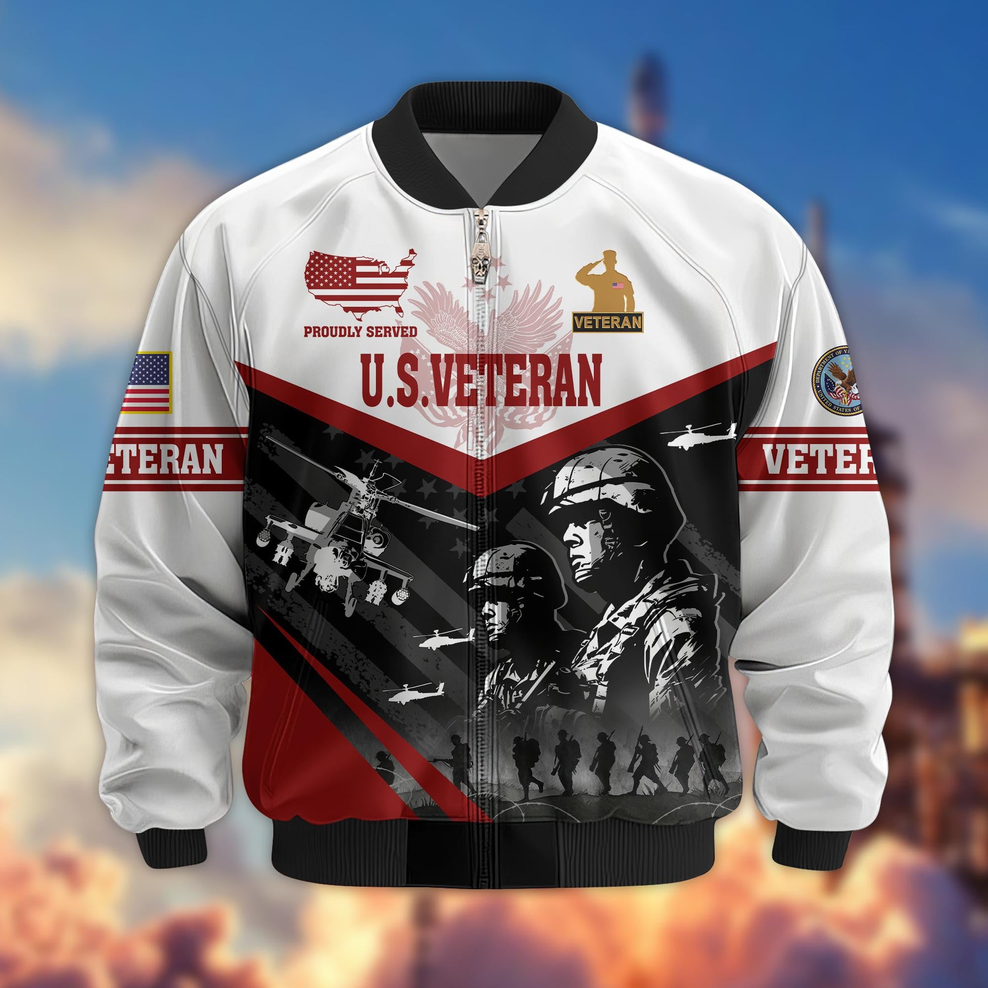 Premium US Veterans Bomber Jacket BPVC101001, Gifts For US Veterans, Gifts For Veterans Day