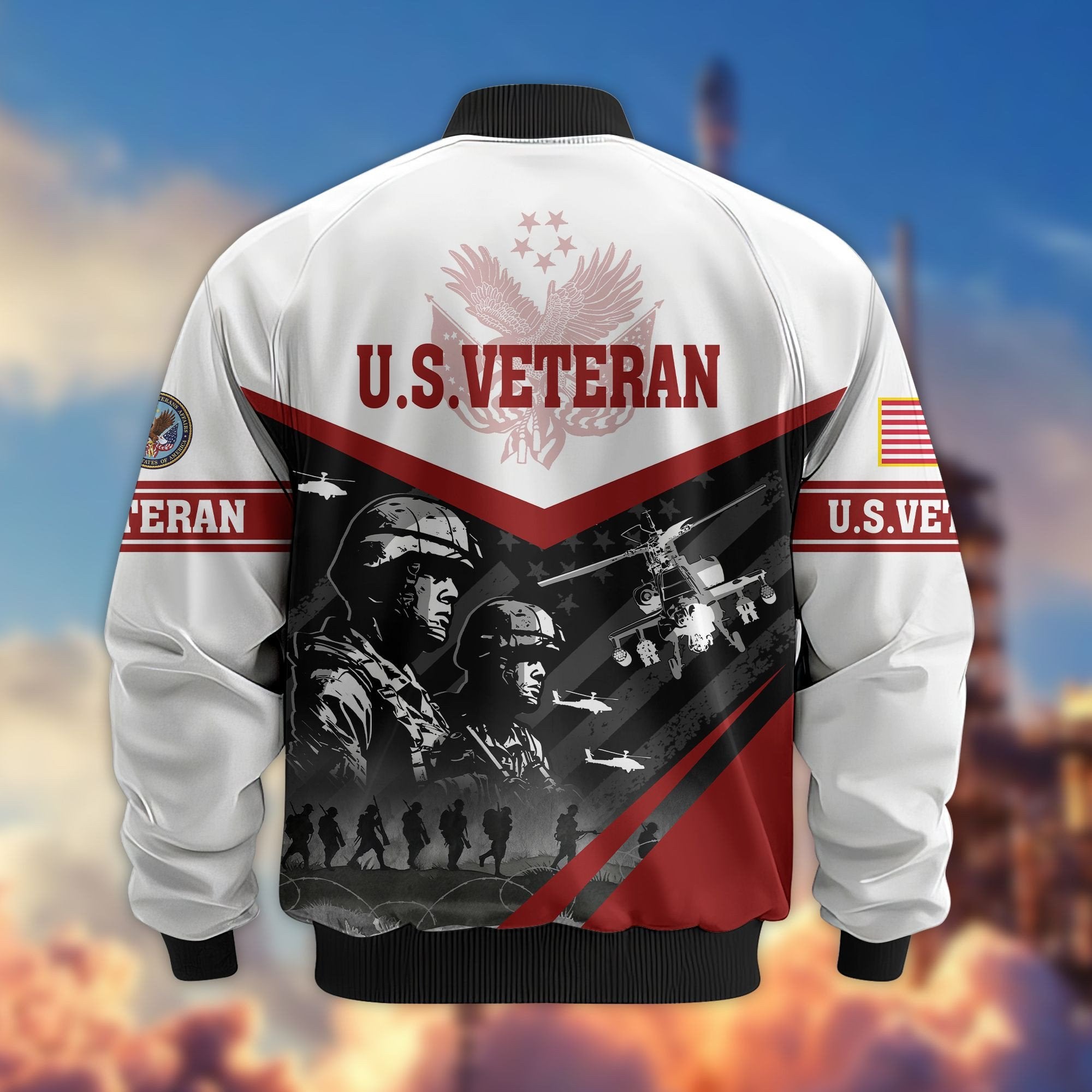 Premium US Veterans Bomber Jacket BPVC101001, Gifts For US Veterans, Gifts For Veterans Day