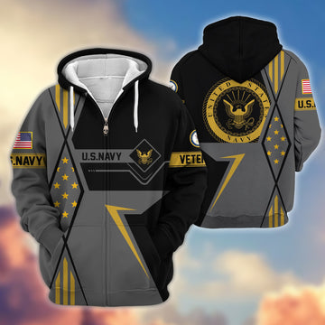 Premium US Navy Veteran Zip Hoodie VPVC605502, Gifts For Navy Veteran