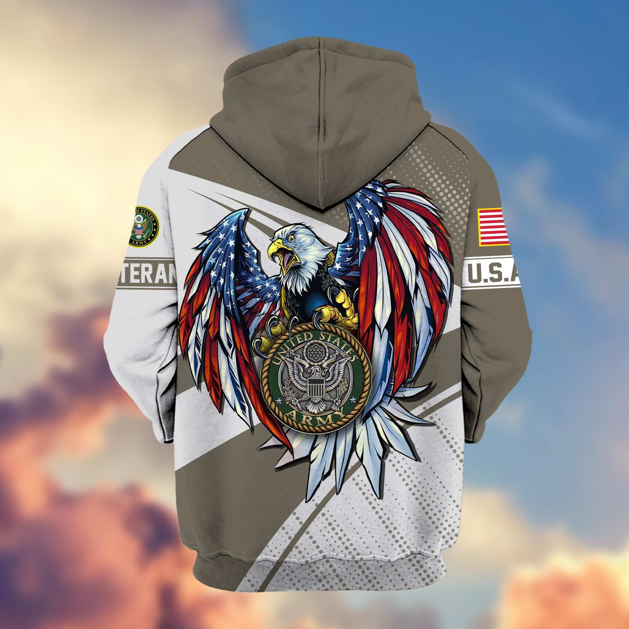 Premium US Army Veteran Zip Hoodie VPVC605610, Gifts For Army Veteran