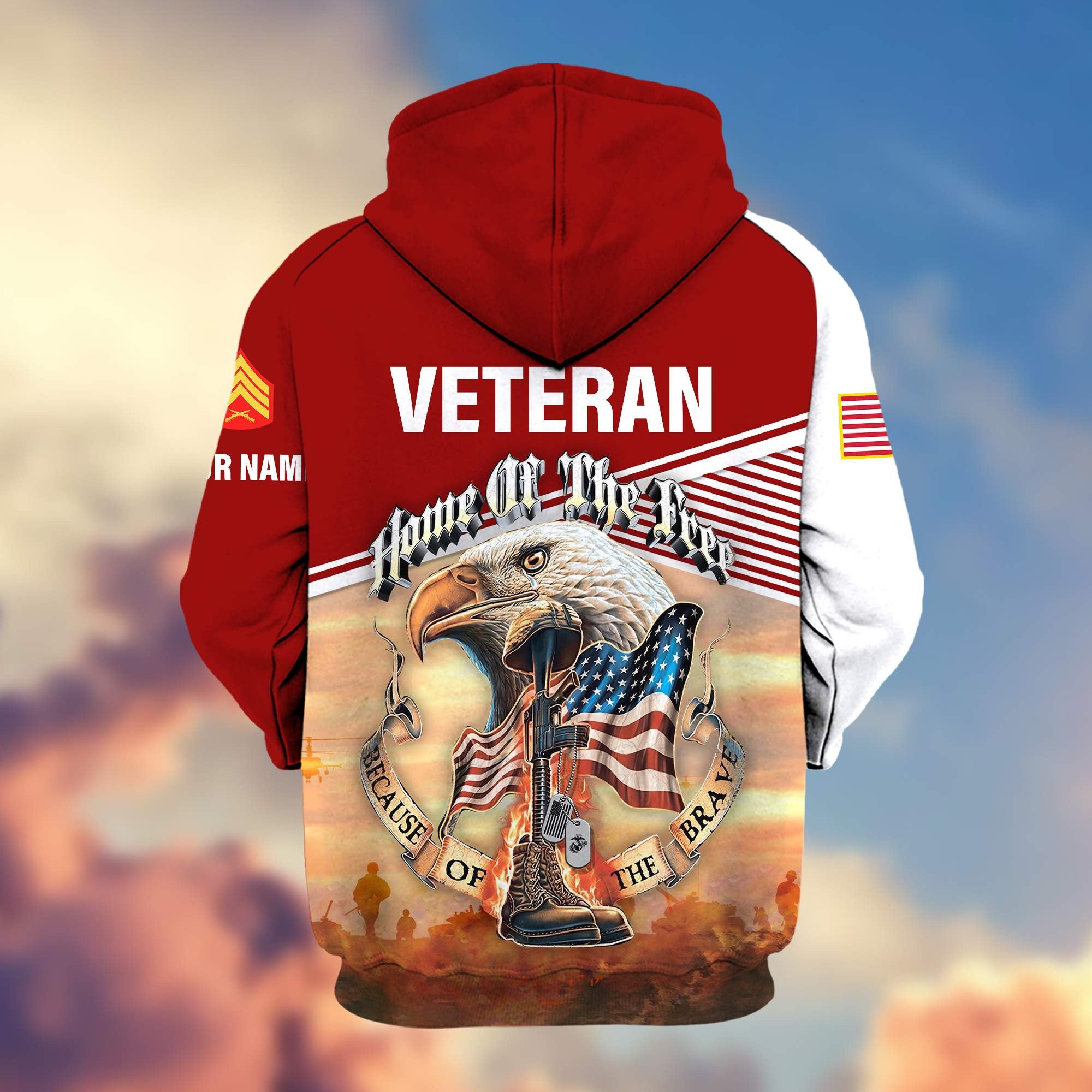 Premium Custom Name, Rank, USMC Veteran Zip Hoodie VPVC605703, Gifts For Marine Veteran