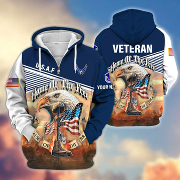 Premium Custom Name, Rank, USAF Veteran Zip Hoodie VPVC605704, Gifts For Air Force Veteran