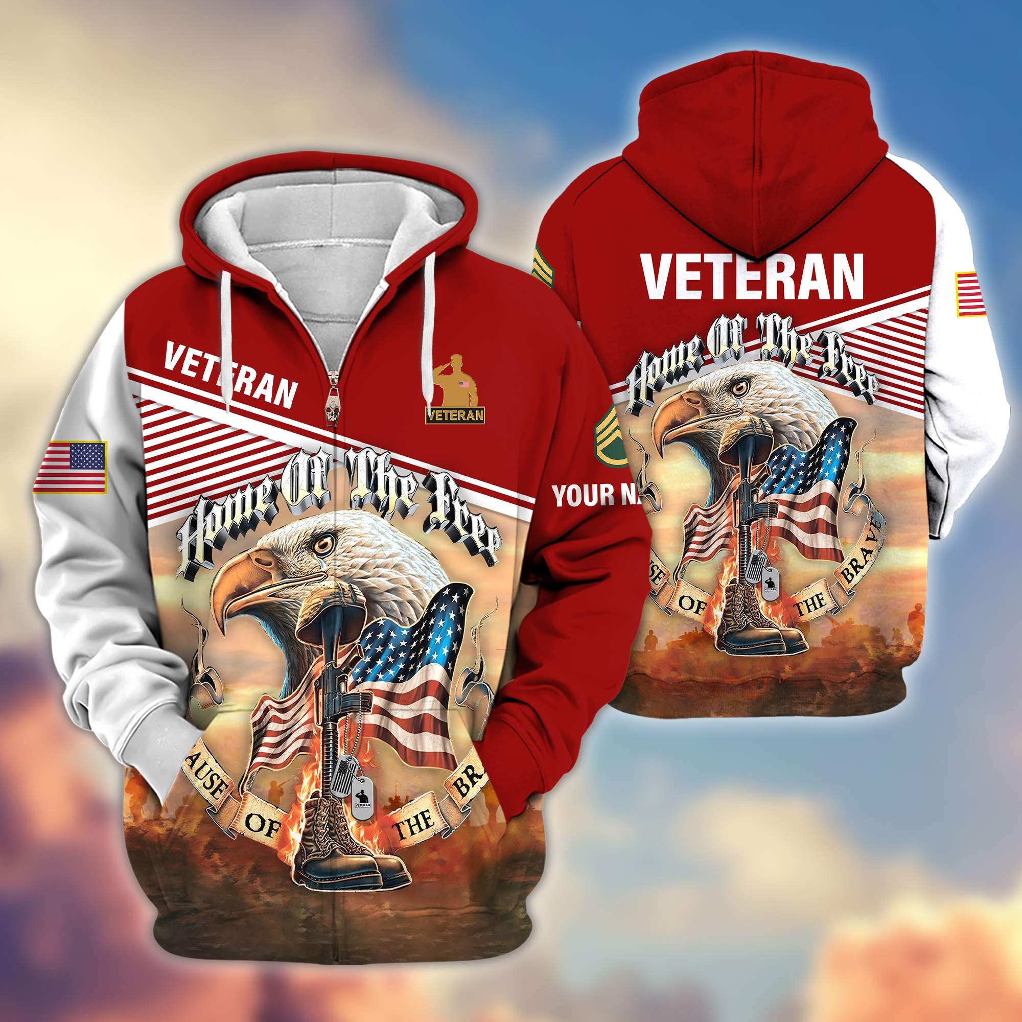 Premium Custom Name, Rank, US Veteran Zip Hoodie VPVC605707, Gifts For US Veterans