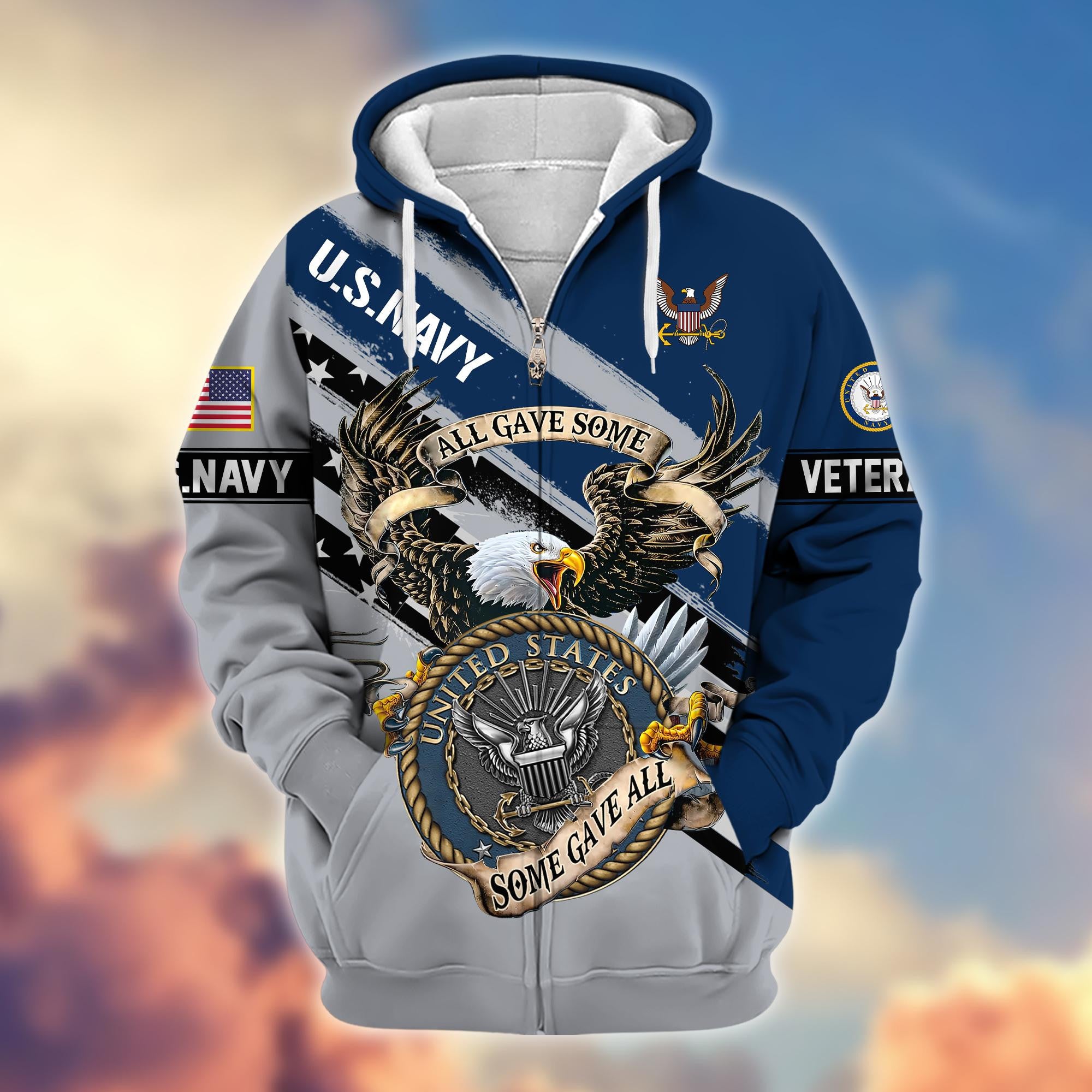 Premium US Navy Veteran Zip Hoodie VPVC605802, Gifts For Navy Veteran