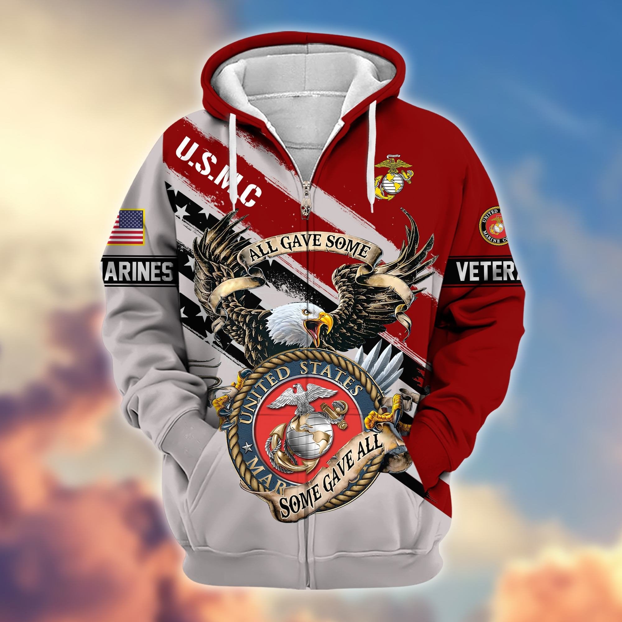 Premium USMC Veteran Zip Hoodie VPVC605803, Gifts For Marine Veteran