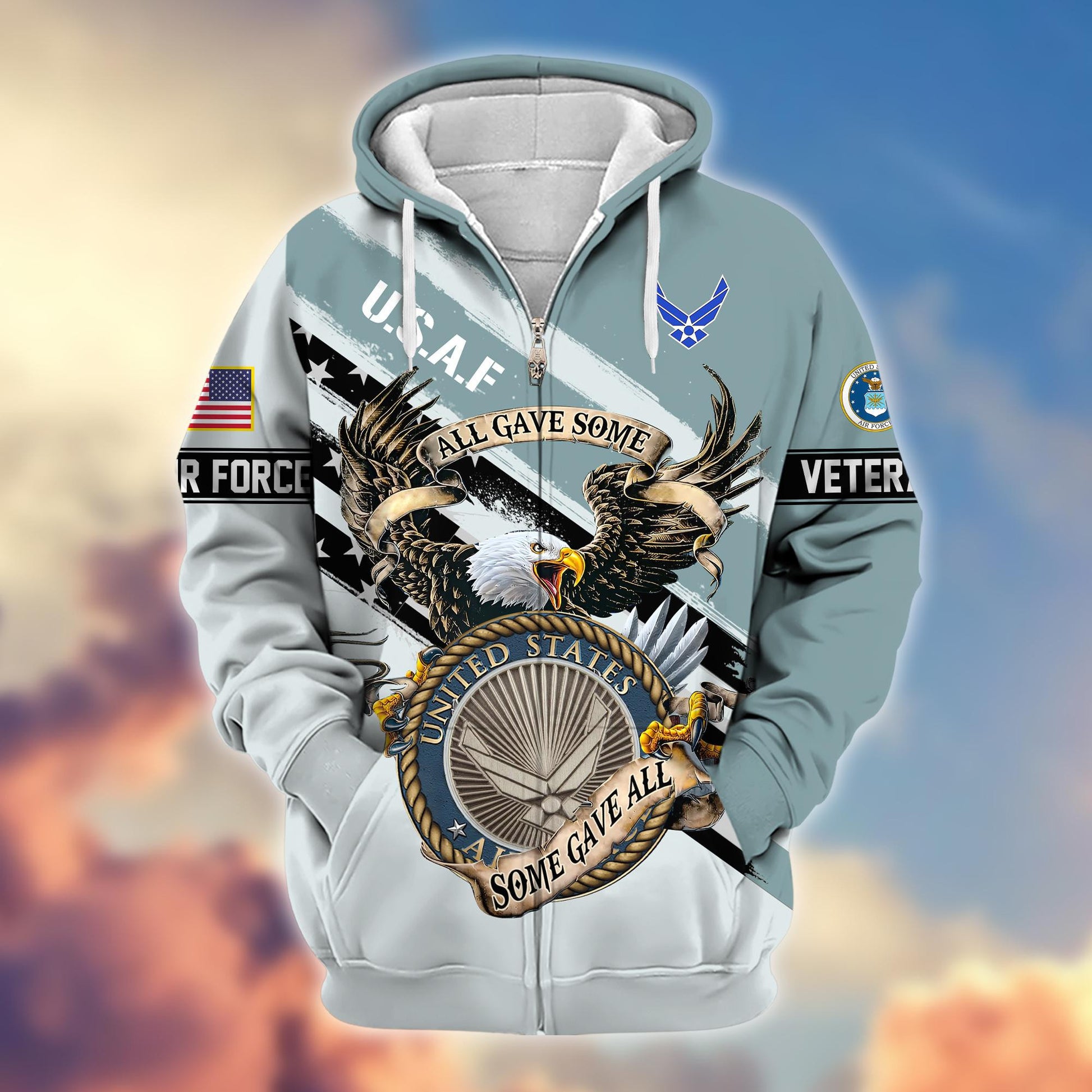 Premium USAF Veteran Zip Hoodie VPVC605812, Gifts For Air Force Veteran