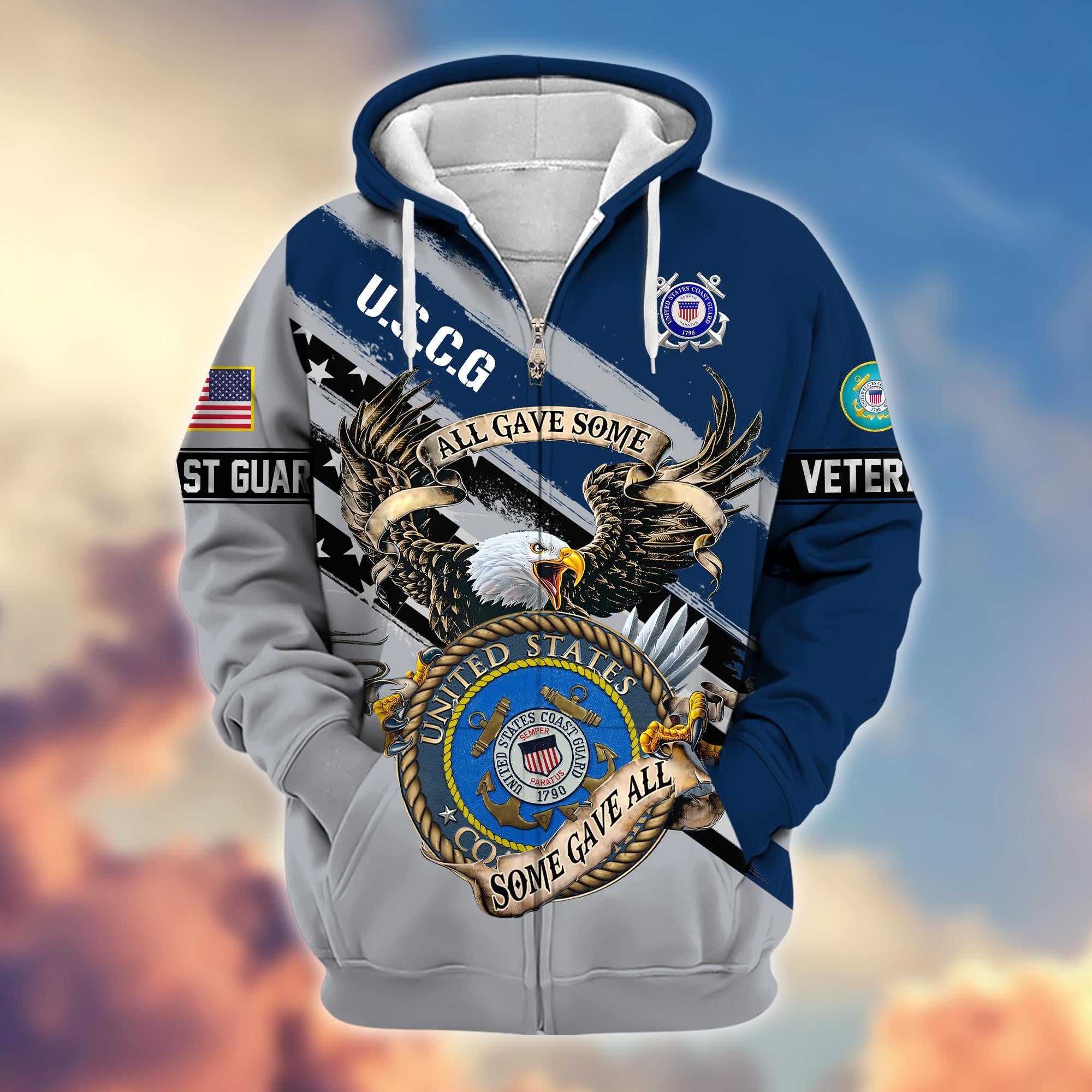 Premium USCG Veteran Zip Hoodie VPVC605805, Gifts For Coast Guard Veteran