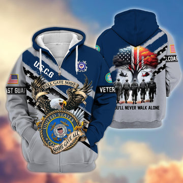 Premium USCG Veteran Zip Hoodie VPVC605805, Gifts For Coast Guard Veteran