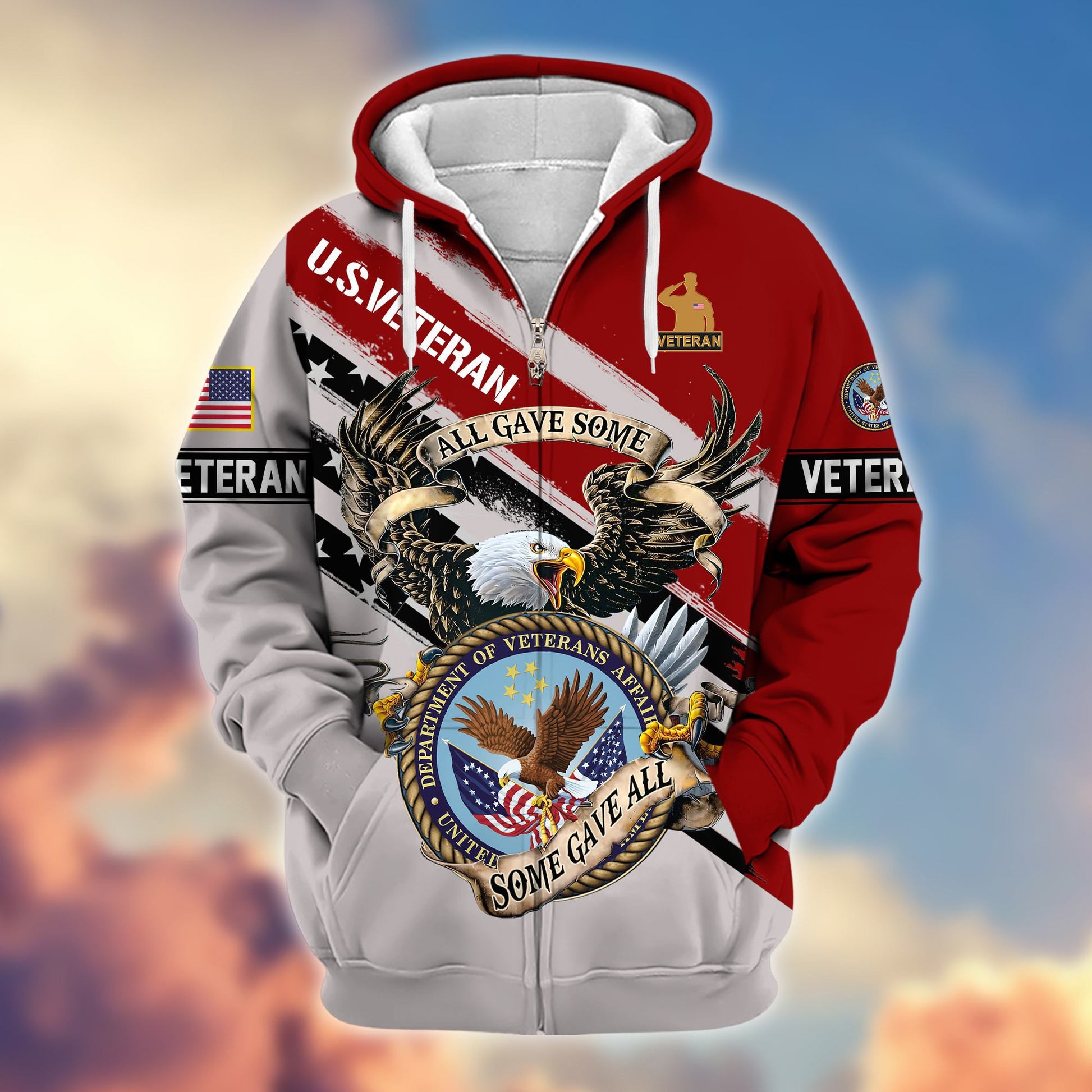 Premium US Veteran Zip Hoodie VPVC605807, Gifts For US Veteran