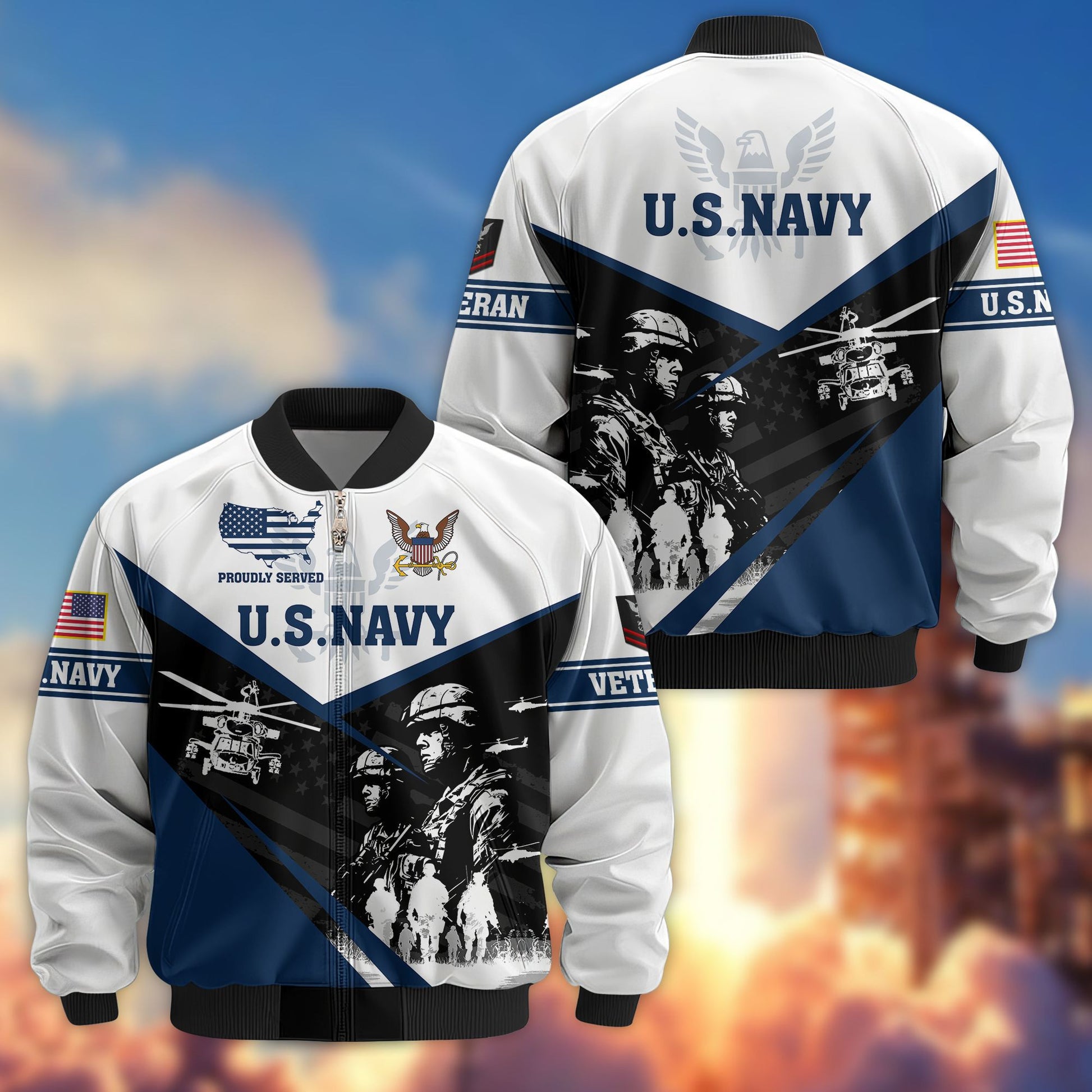 Premium Custom US Navy Veteran Bomber Jacket VPVC802002, Gifts For US Navy Veteran