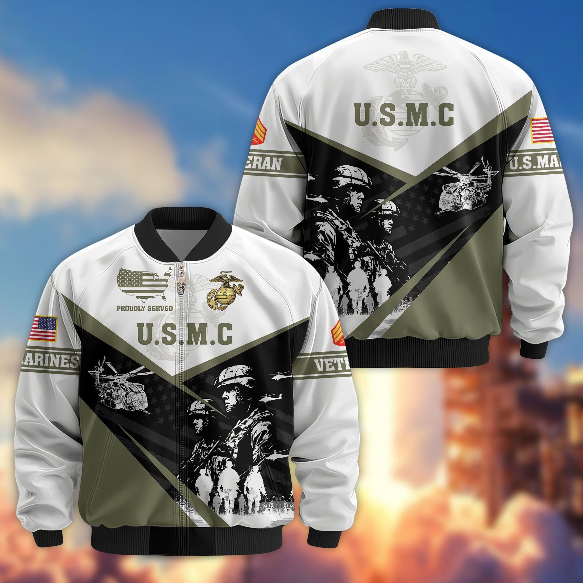Premium Custom USMC Veteran Bomber Jacket VPVC802011, Gifts For US Marines Veteran
