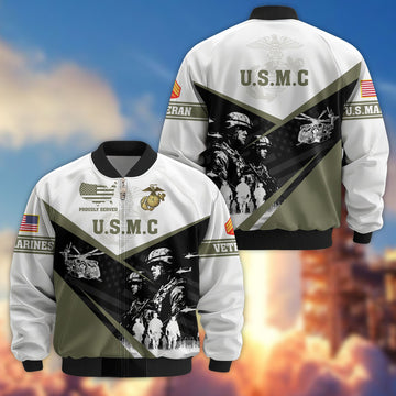 Premium Custom USMC Veteran Bomber Jacket VPVC802011, Gifts For US Marines Veteran