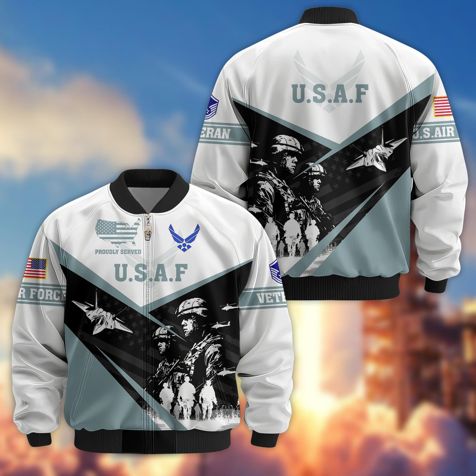 Premium Custom USAF Veteran Bomber Jacket VPVC802004, Gifts For US Air Force Veteran
