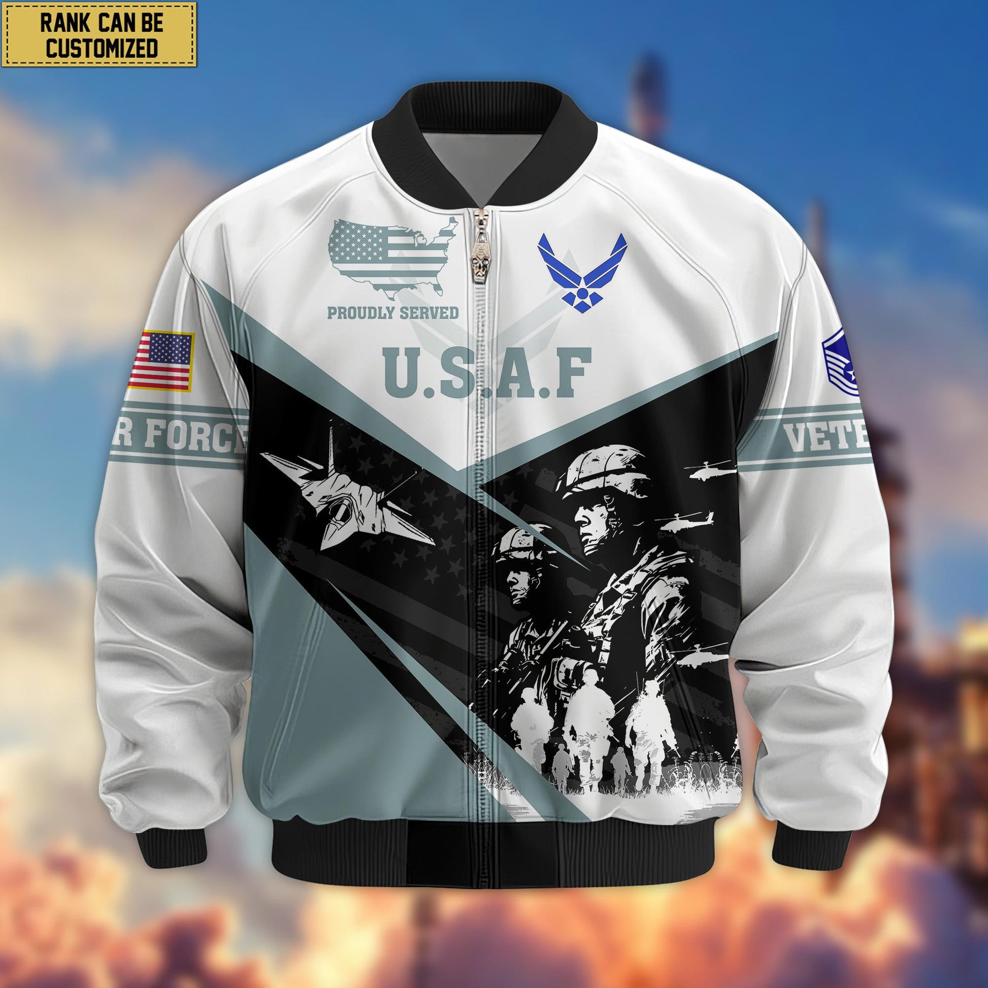 Premium Custom USAF Veteran Bomber Jacket VPVC802004, Gifts For US Air Force Veteran