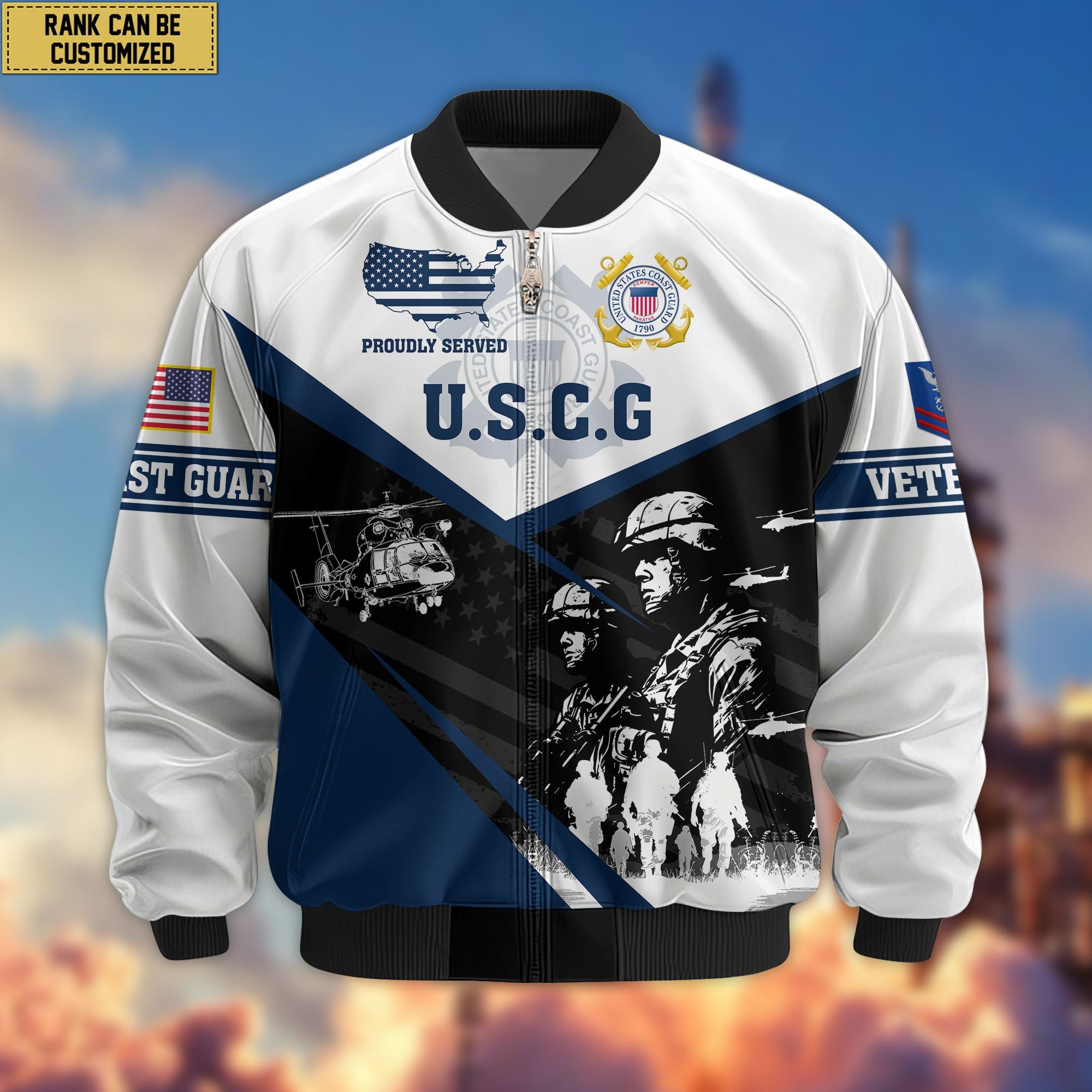 Premium Custom USCG Veteran Bomber Jacket VPVC802005, Gifts For US Coast Guard Veteran