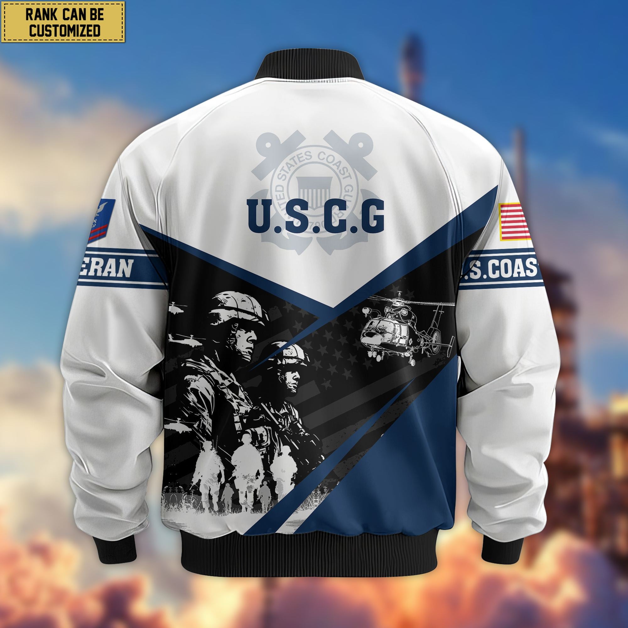 Premium Custom USCG Veteran Bomber Jacket VPVC802005, Gifts For US Coast Guard Veteran