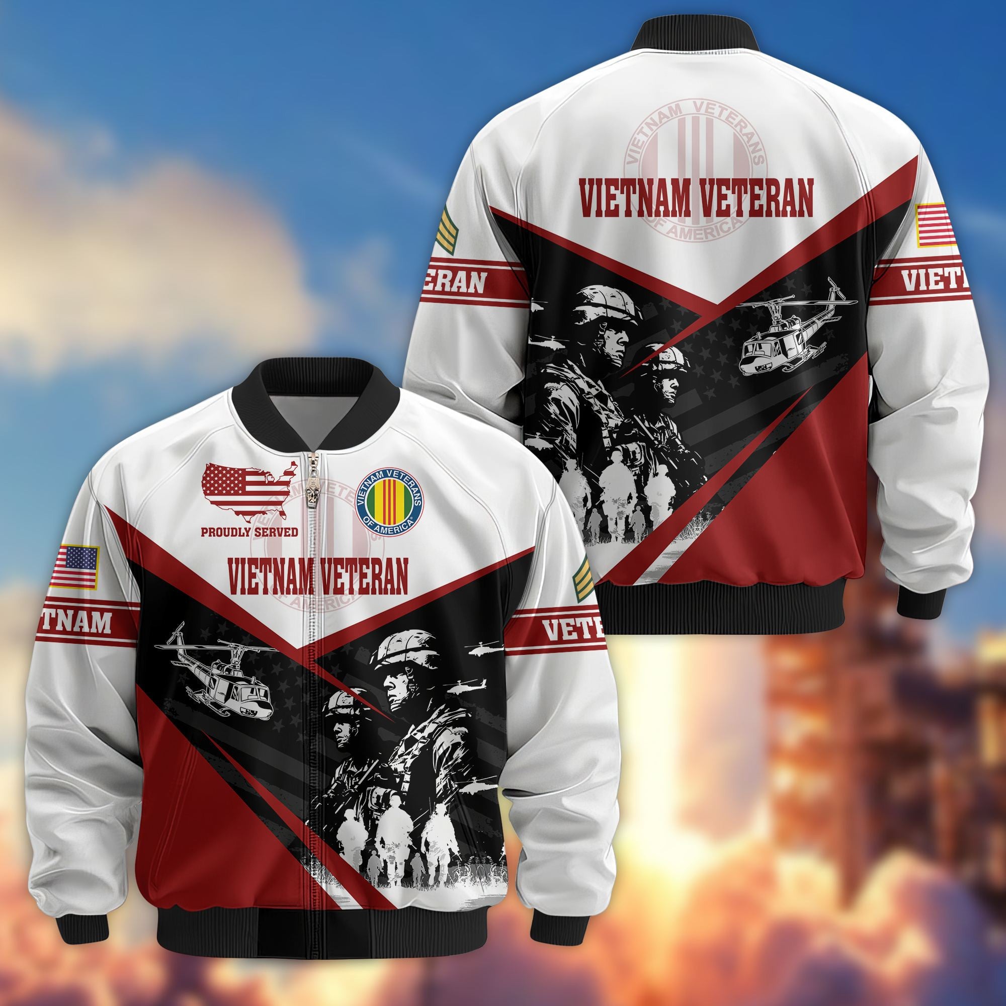 Premium Custom Vietnam Veteran Bomber Jacket VPVC802006, Gifts For Vietnam Veteran