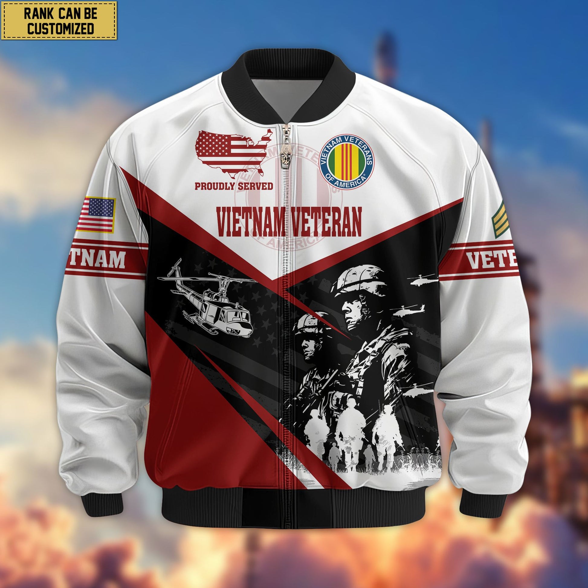 Premium Custom Vietnam Veteran Bomber Jacket VPVC802006, Gifts For Vietnam Veteran