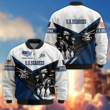 Premium Custom US Seabees Veteran Bomber Jacket VPVC802009, Gifts For Seabees Veteran