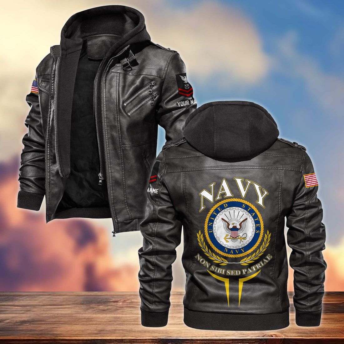 Premium US Navy Leather Jacket VPVC701302, Custom Name, Rank, Gifts For Navy Veteran